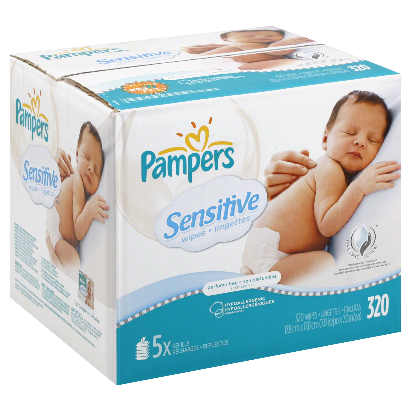 Pampers Baby Wipes Sensitive 5X Refill 320 Count Baby Wipes