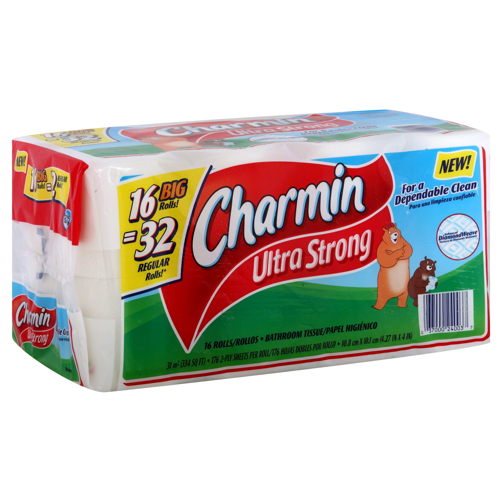 Charmin Ultra Strong Bathroom Tissue, Unscented, Big Rolls, 2-Ply, 16 rolls