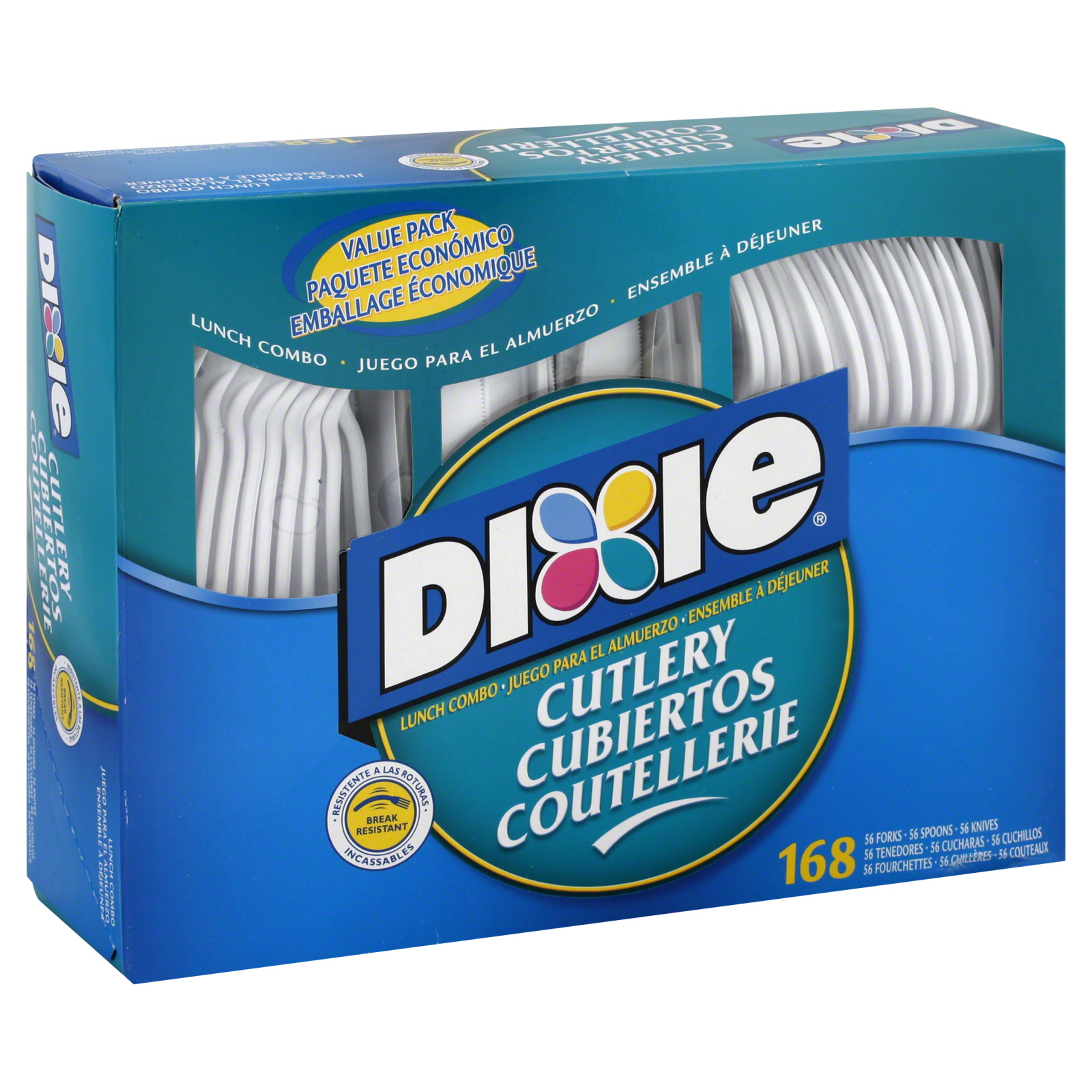 Dixie DXECM168 Disposable Plastic Cutlery Combo Pack in White