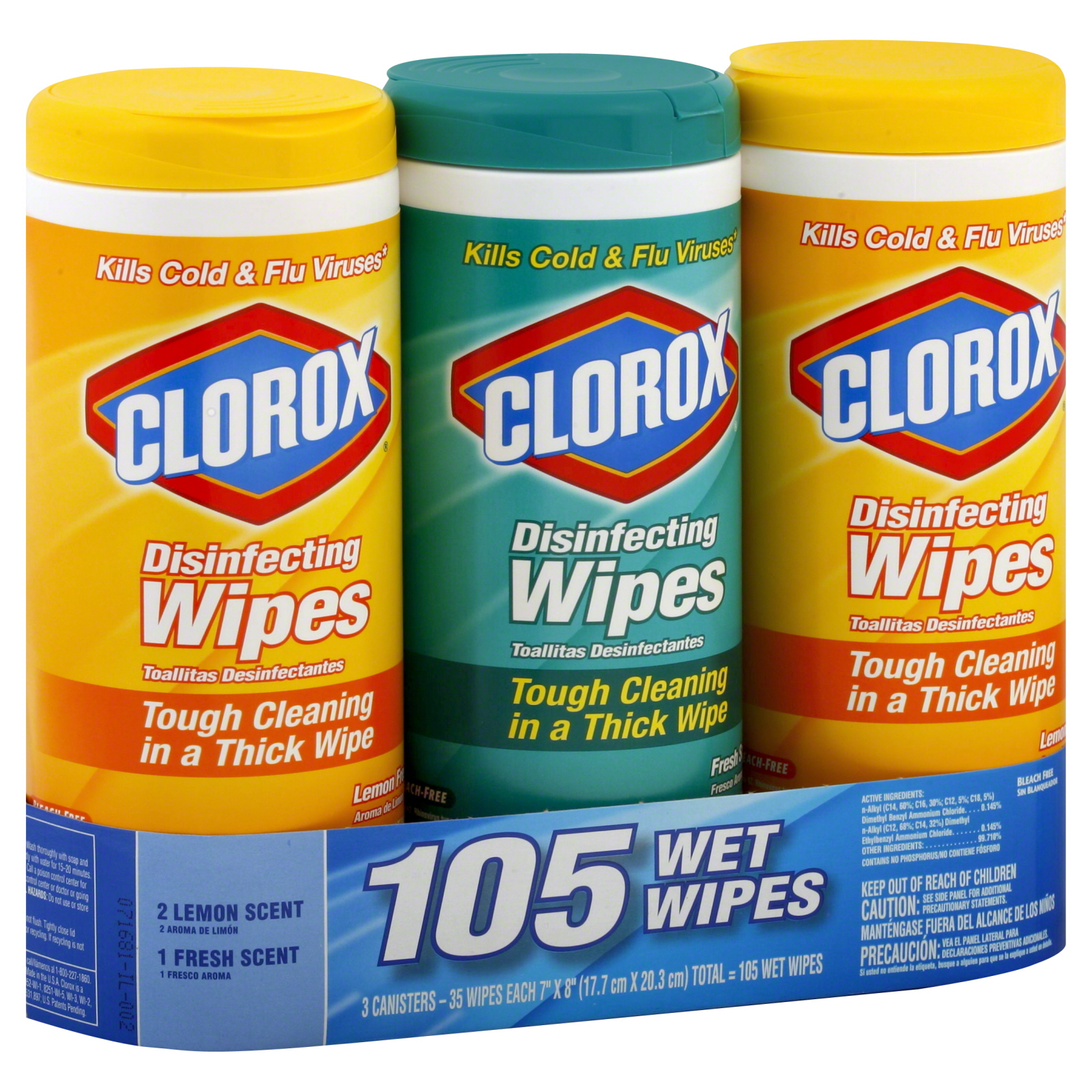 Clorox Disinfecting Wipes, 3 canisters