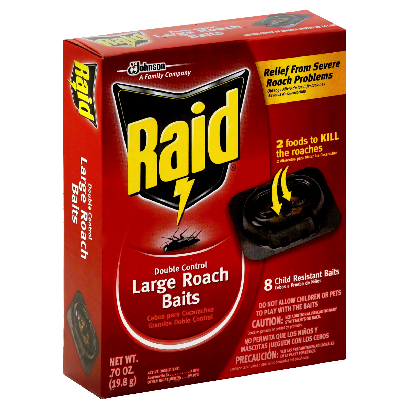 Raid Roach Baits, Large, Double Control, 8 - 0.70 oz (19.8 g) baits