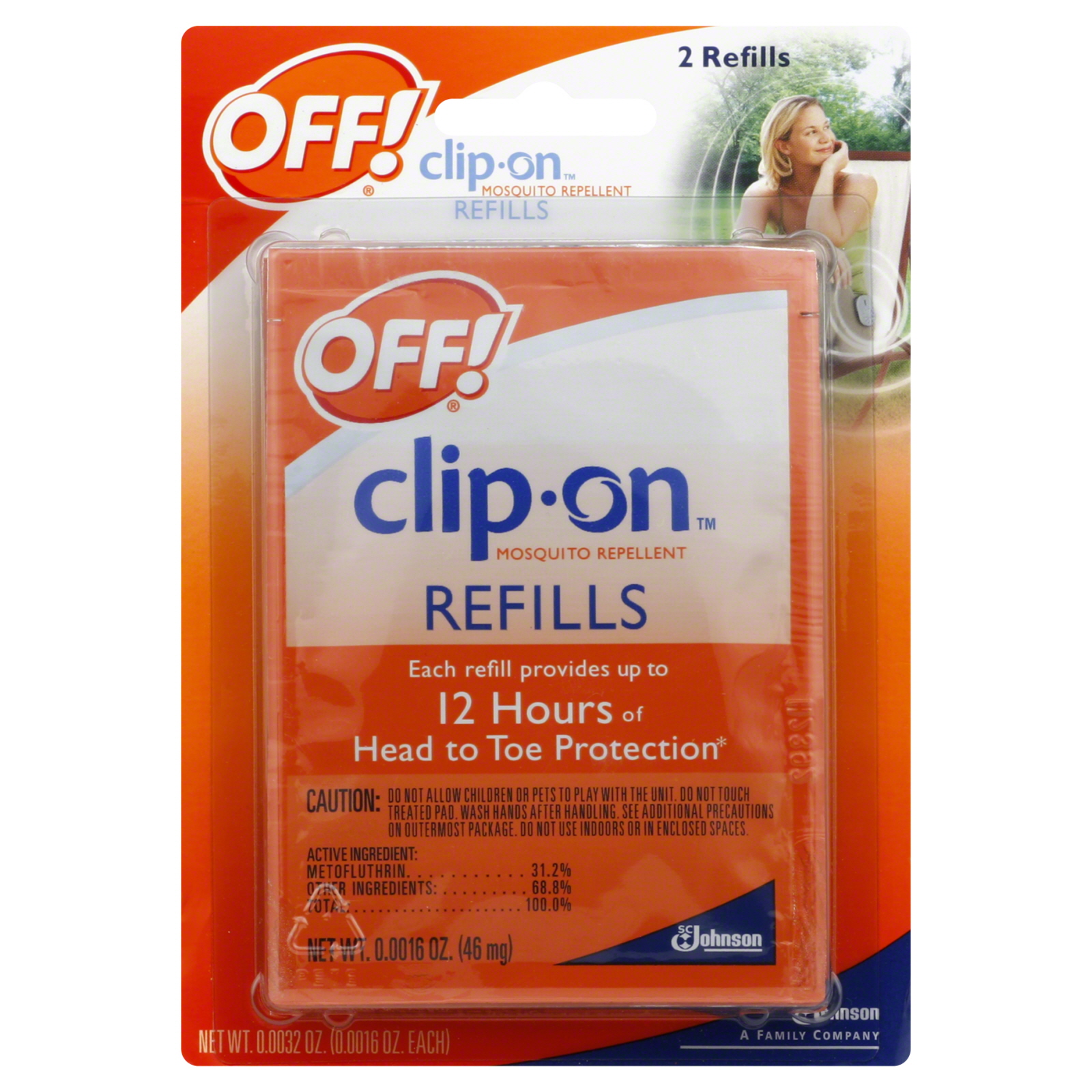 Off! Clip-On Mosquito Repellent Refills, 2 - 0.0016 oz (46 ml) refills [0.0032 oz]