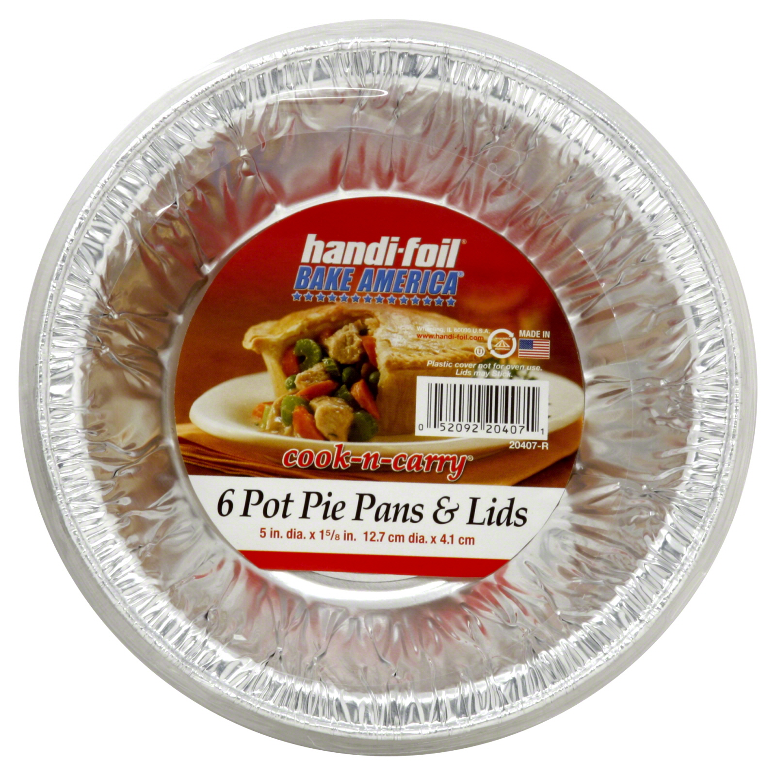 Handi-Foil Pot Pie Pans & Lids, 6 ct