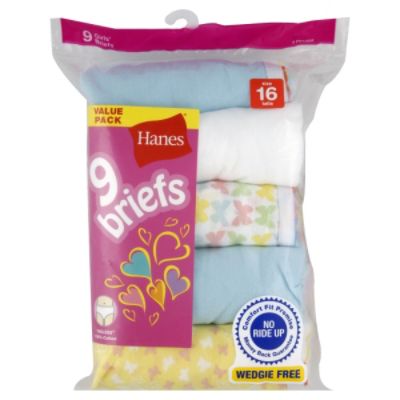 Hanes Girls Brief Panty 9 Pack Hanes Girls Brief Panty 9 Pack