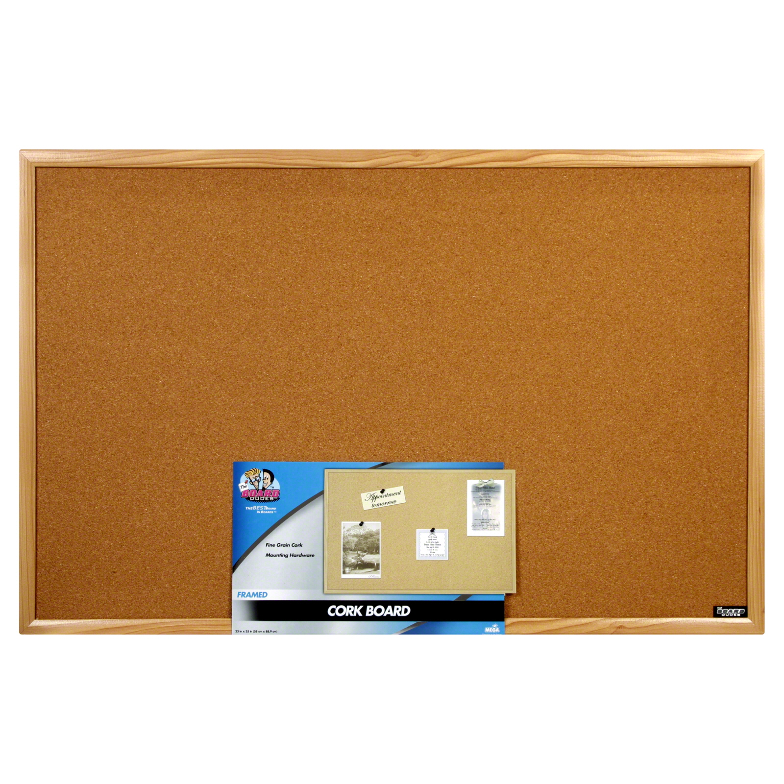 9164 The Board Dudes Cork Board, Framed, 1 board