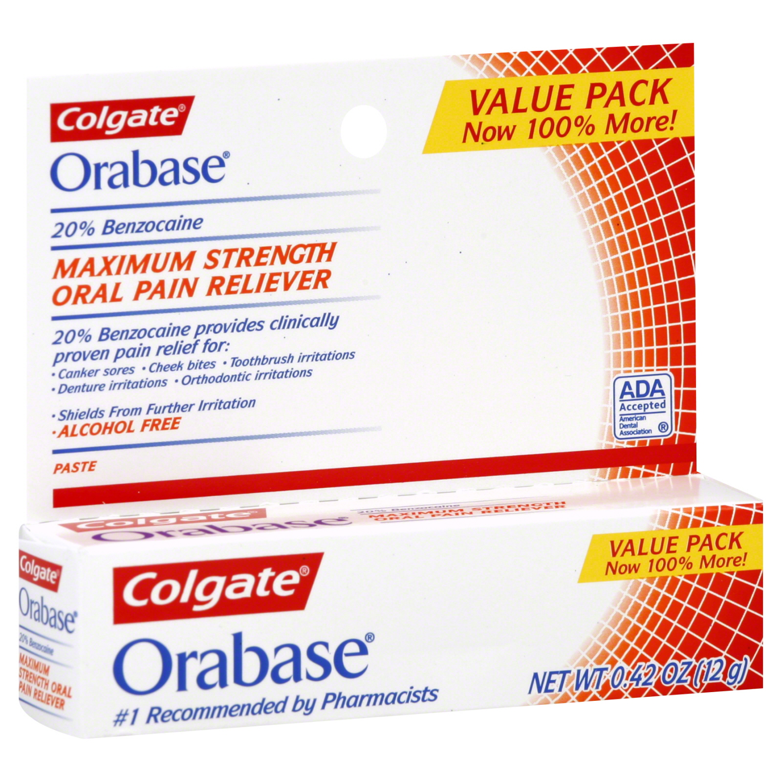 Colgate-Palmolive Orabase Oral Pain Reliever, Maximum Strength, Paste, Value Pack 0.42 oz (12 g)