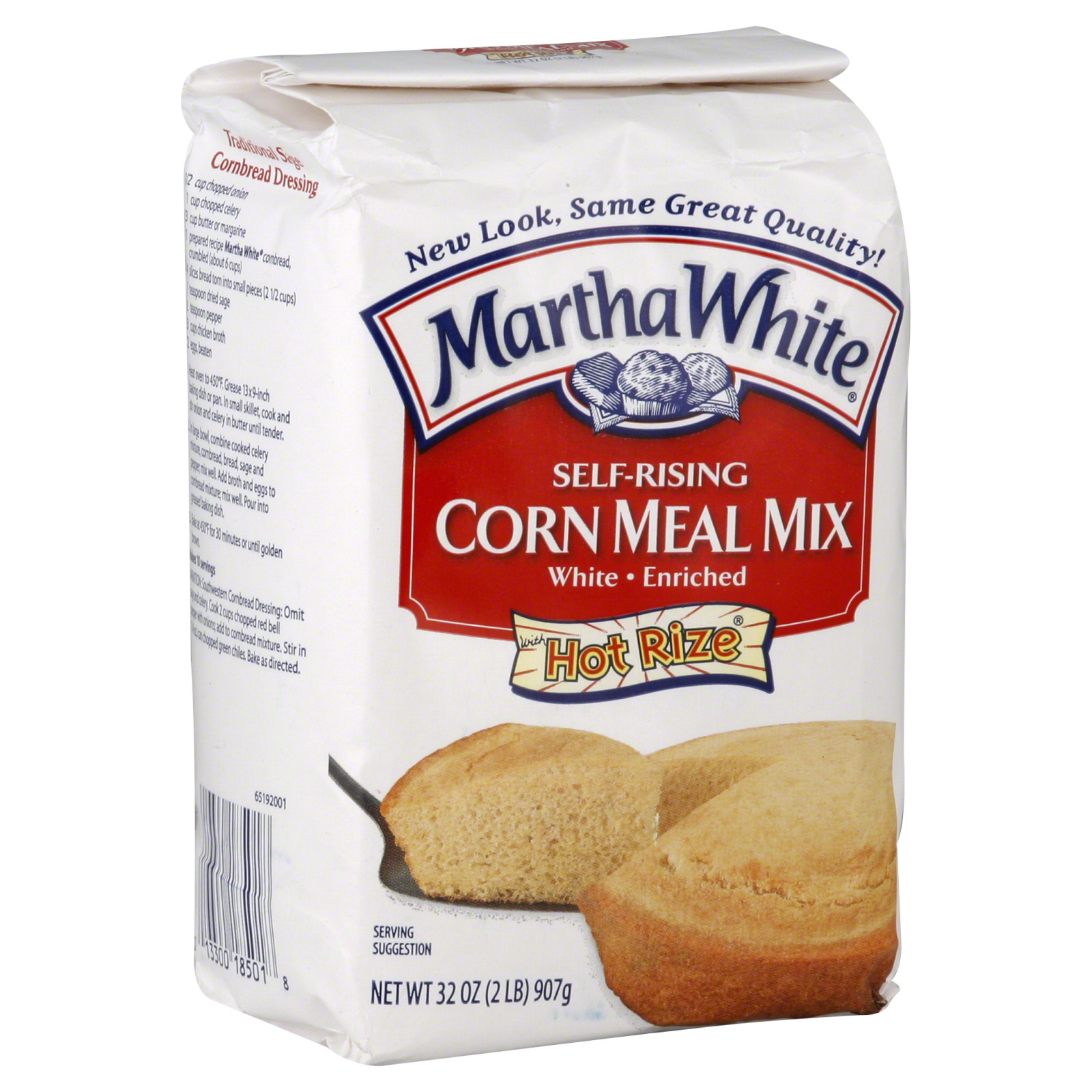 Martha White Corn Meal Mix, Self-Rising, Hot Rize, White, 32 oz (2 lb) 907 g