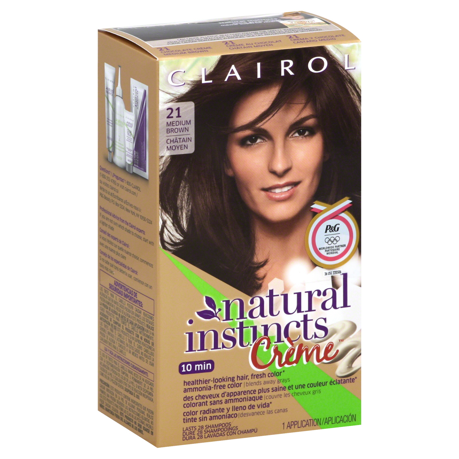 Clairol Natural Instincts Creme Color, Ammonia-Free, Medium Brown 21, 1 application