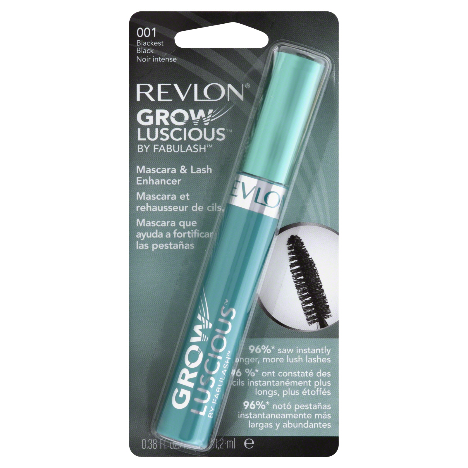 Revlon Grow Luscious Mascara & Lash Enhancer, Blackest Black 001, 0.38 fl oz (11.2 ml)