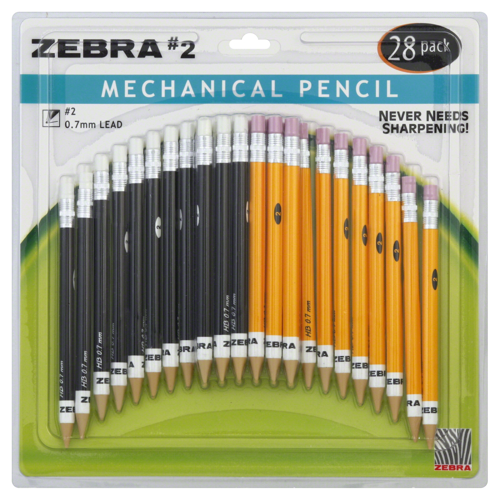 Zebra ZEB51391 #2 Mechanical Pencil, 14 Yellow/14 Black, 28/Pack