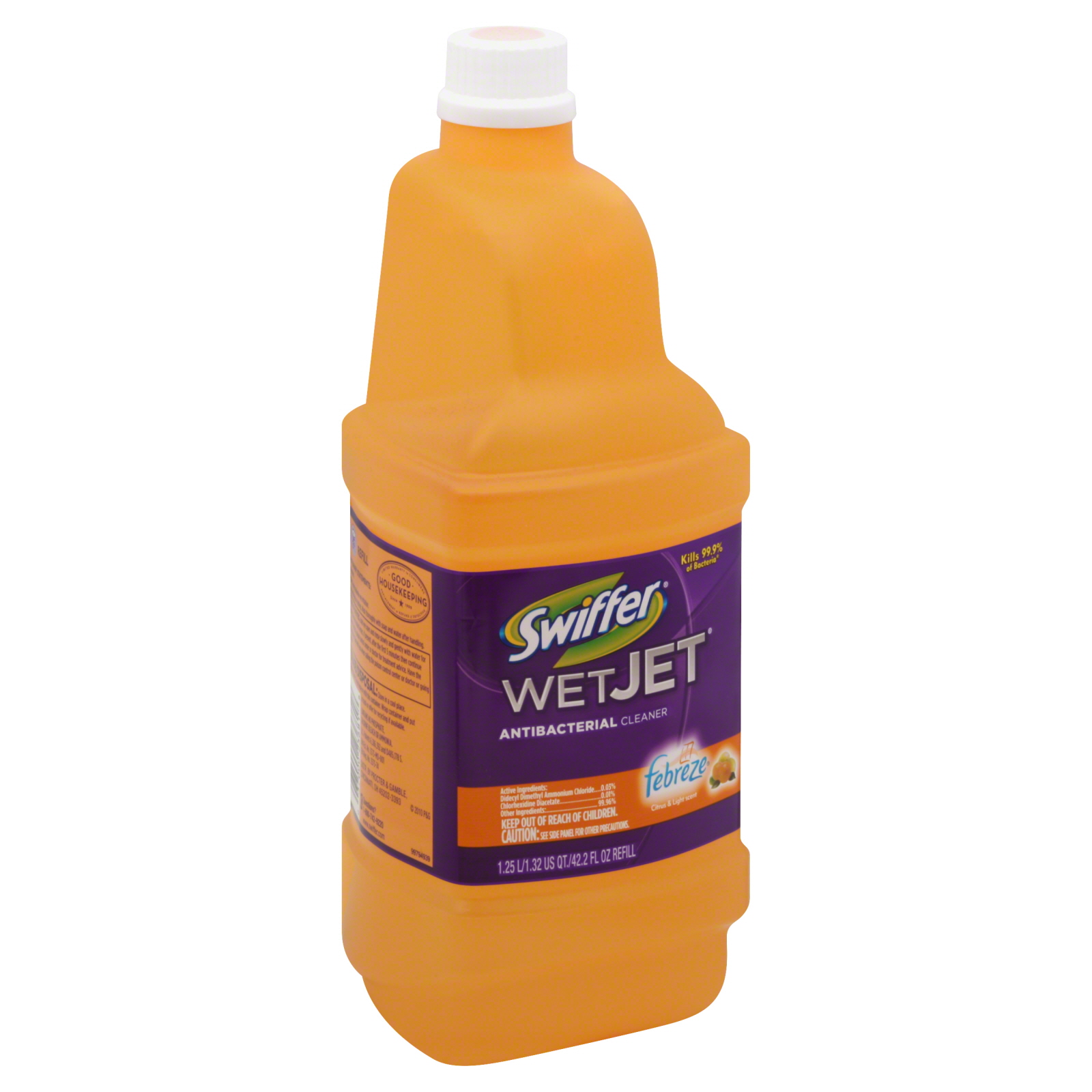 Swiffer WetJet Cleaner, Antibacterial, Febreze Citrus & Light Scent, 42.2 fl oz (1.32 qt) 1.25 lt