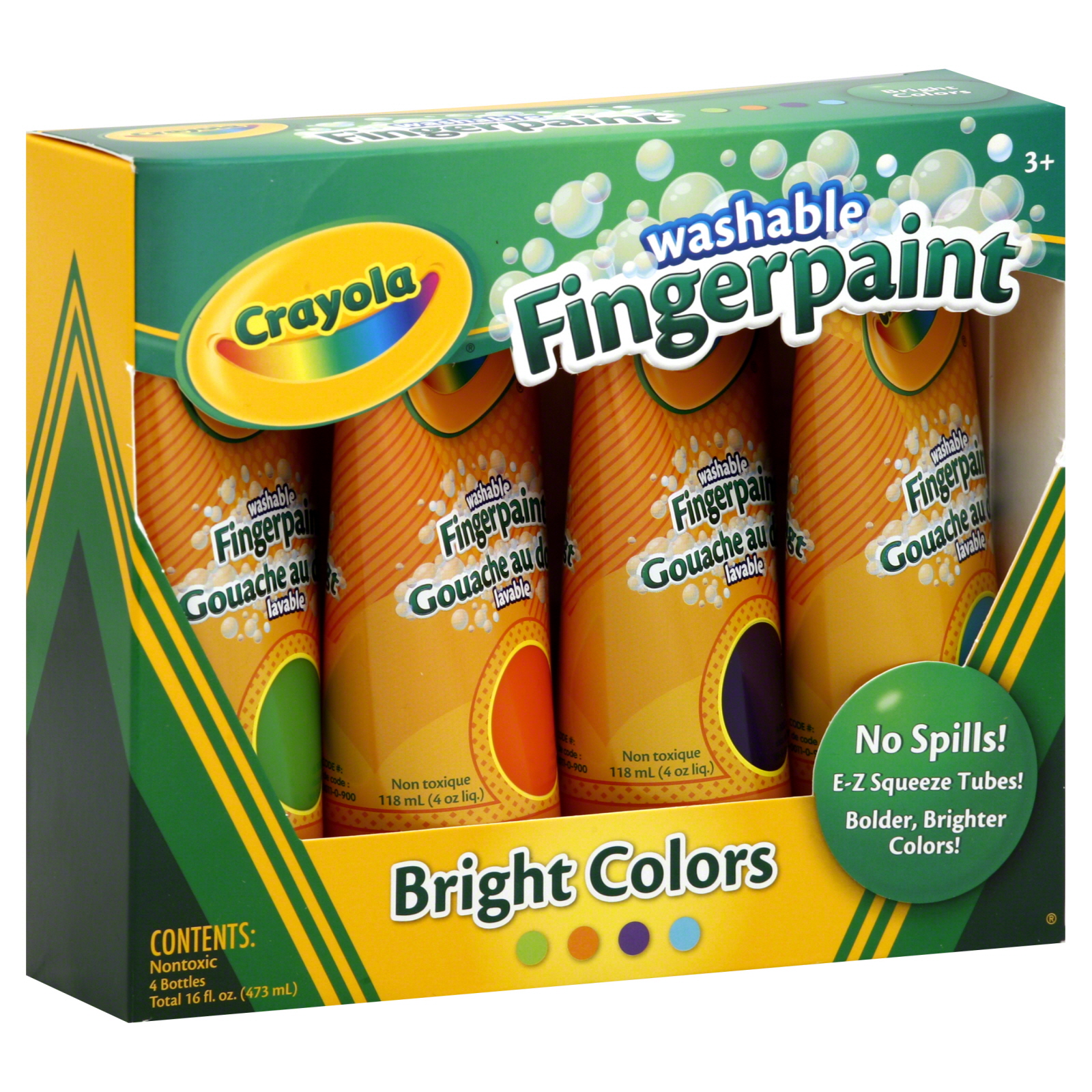 Crayola Washable Finger Paint - 4 ounces - Set of 4 - Assorted Bright Colors