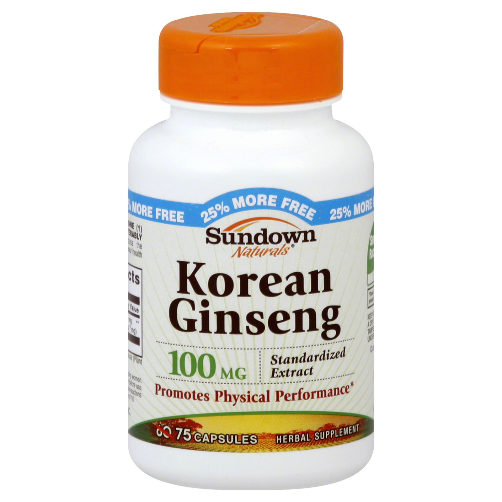 Sundown Naturals Korean Ginseng, 100 mg, Capsules, 75 capsules