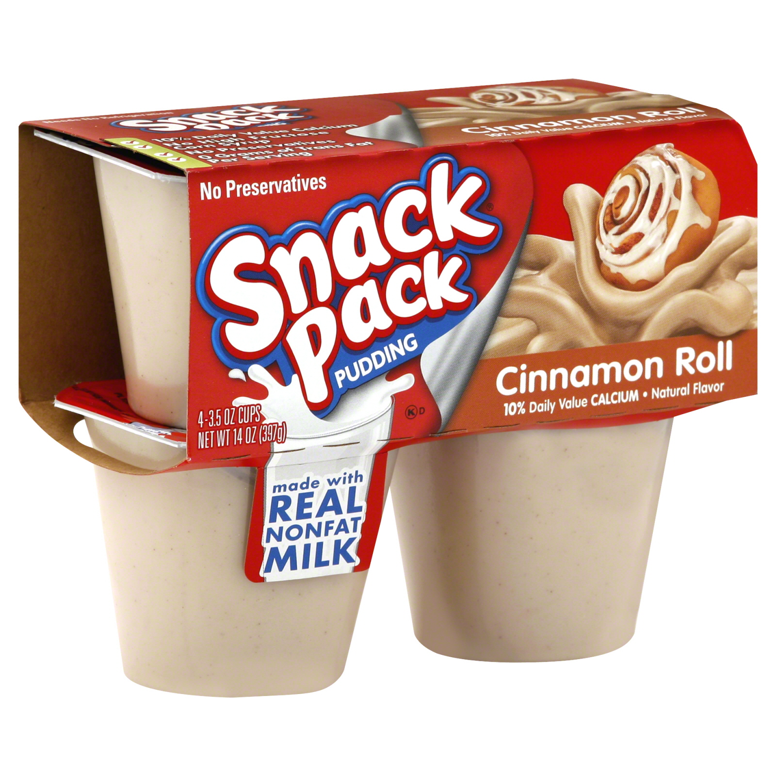 Snack Pack Pudding, Cinnamon Roll 4 - 3.5 oz cups (14 oz) 397 g