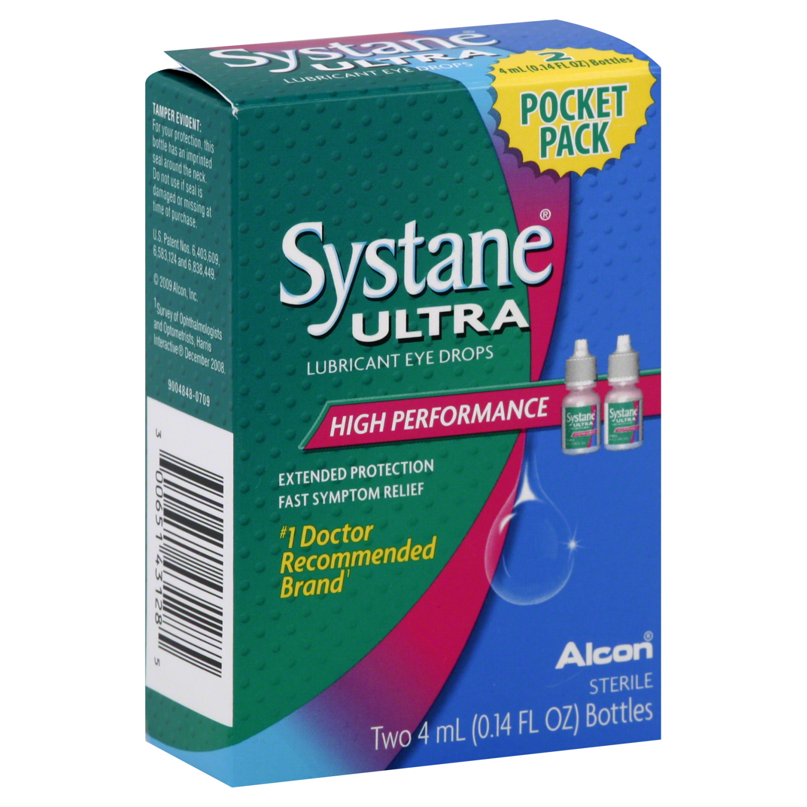 Systane Ultra Eye Drops, Lubricant, High Performance, Pocket Pack 2 - 0.14 fl oz (4 ml) bottles