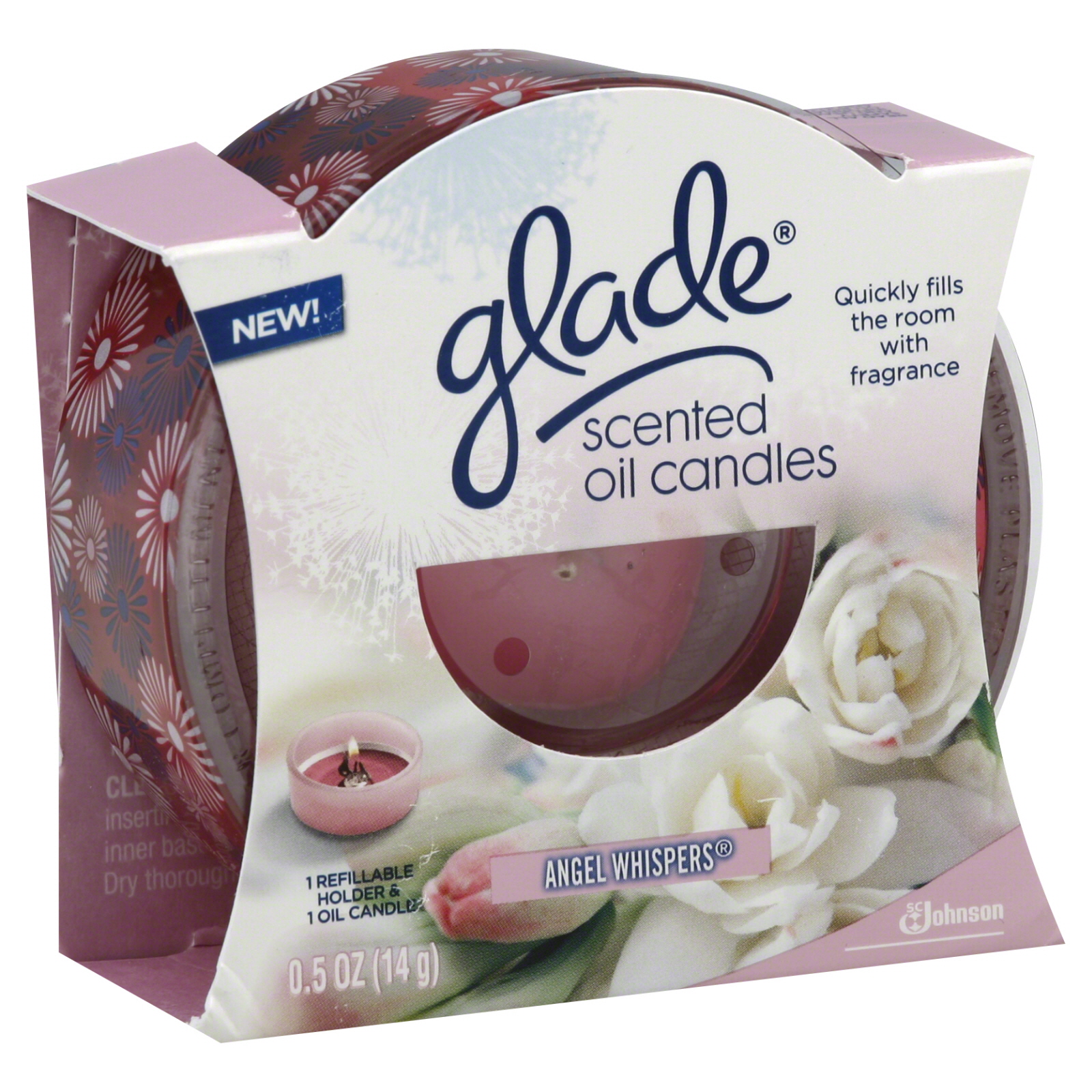 Glade Scented Oil Candle, Angel Whispers, 1 candle [0.5 oz (14 g
