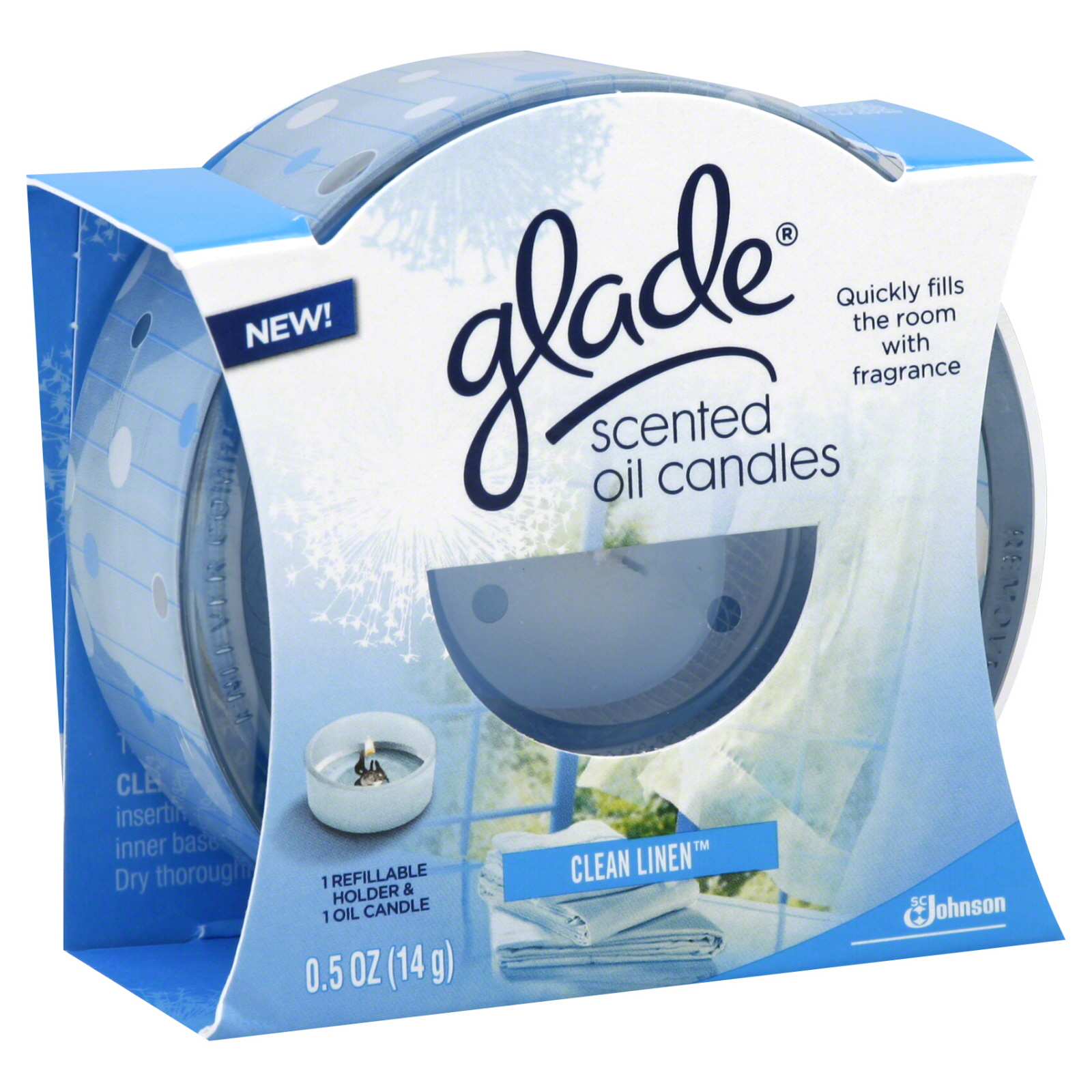 Glade Scented Oil Candle, Clean Linen, 1 candle [0.5 oz (14 g)]