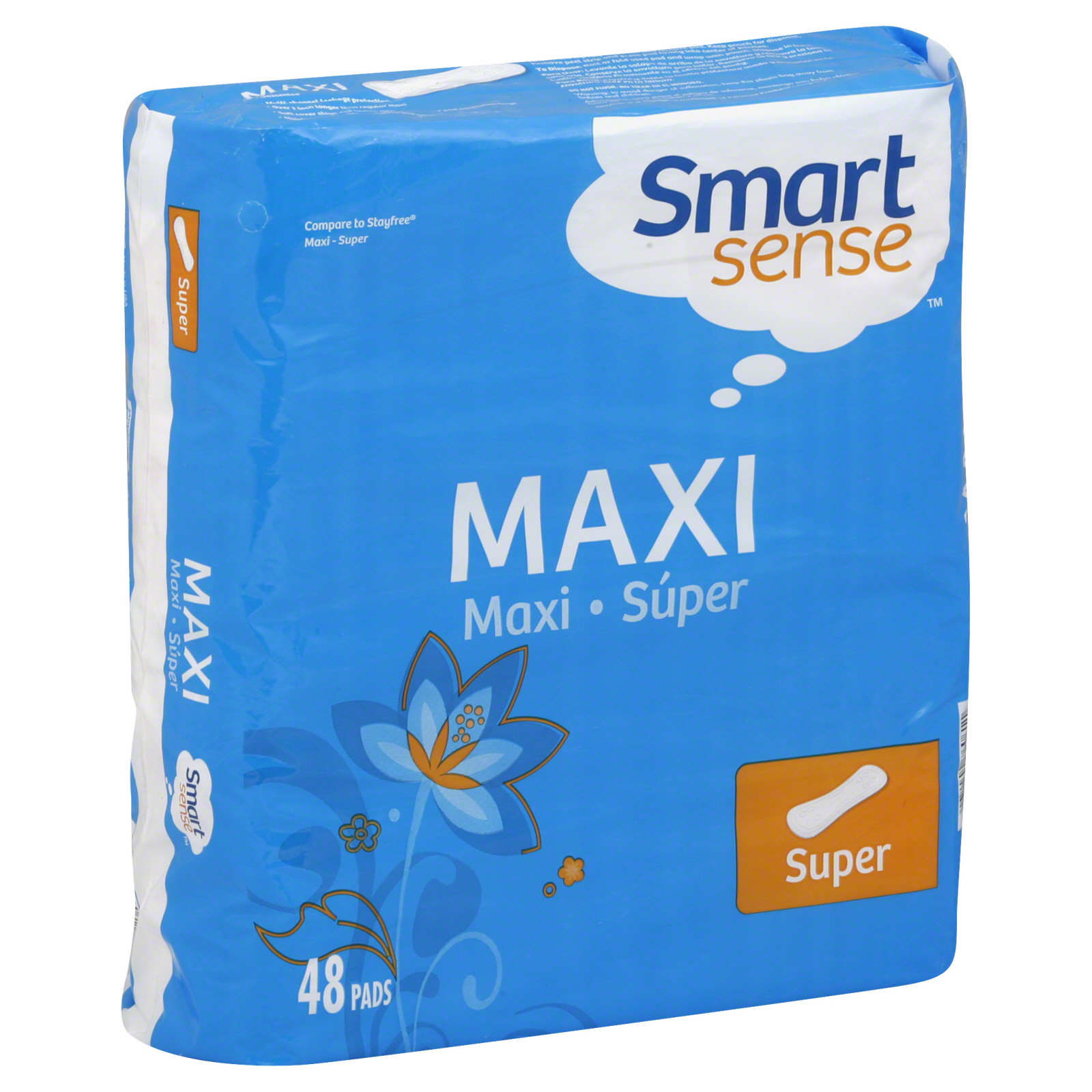 Smart Sense Maxi Pads, Super, Unscented, 48 pads