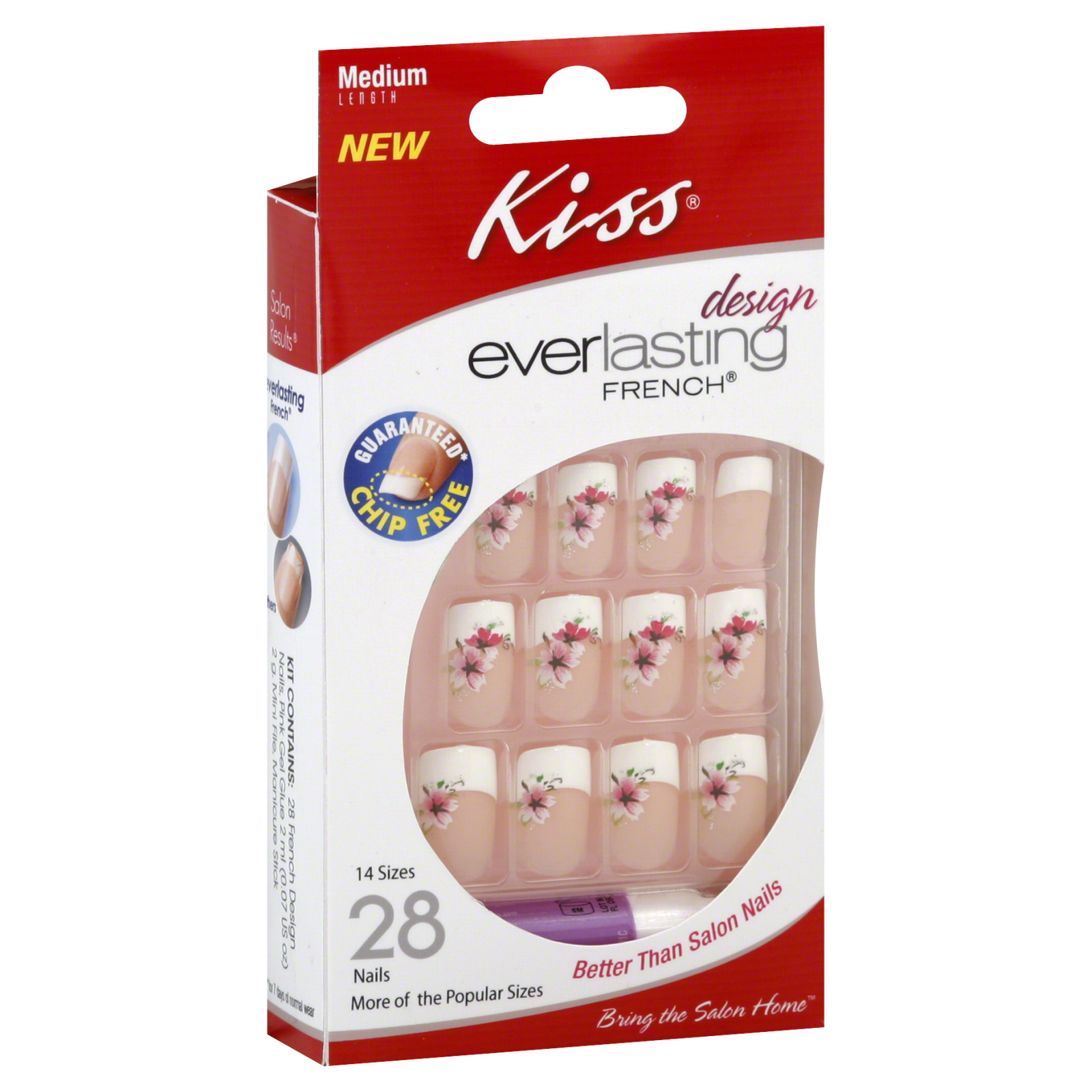 Kiss Design Everlasting French Nail Kit, Medium Length, EFD01 1 kit