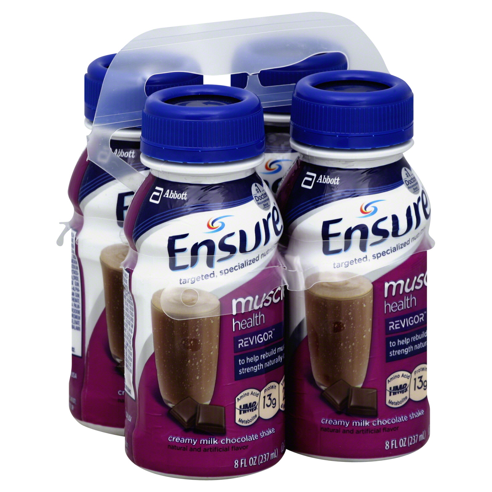 Ensure Shake, Creamy Milk Chocolate, Muscle Health, 4 - 8 fl oz (237 ml) bottles