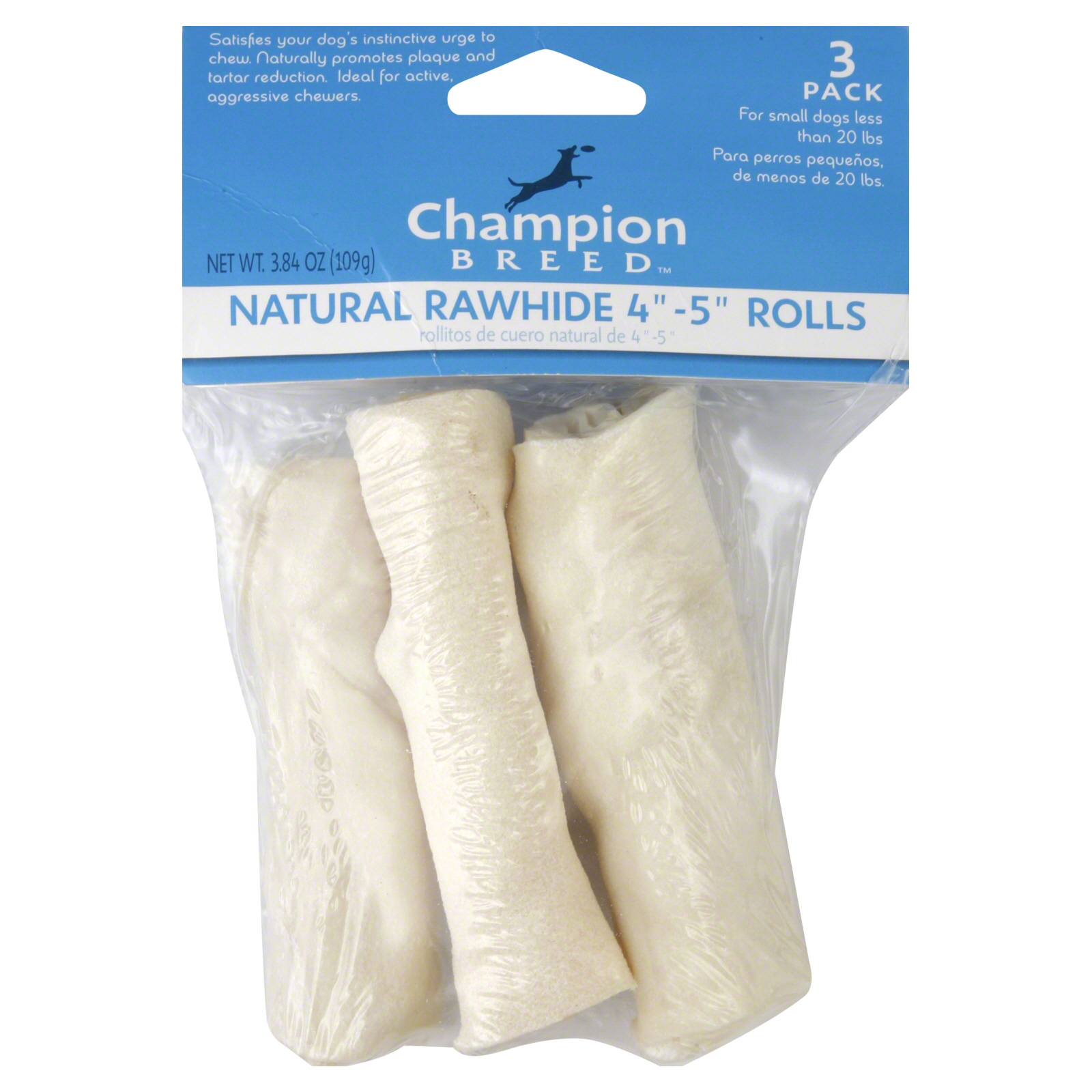 Champion Breed Natural Rawhide Rolls 4"-5" 3-Pack