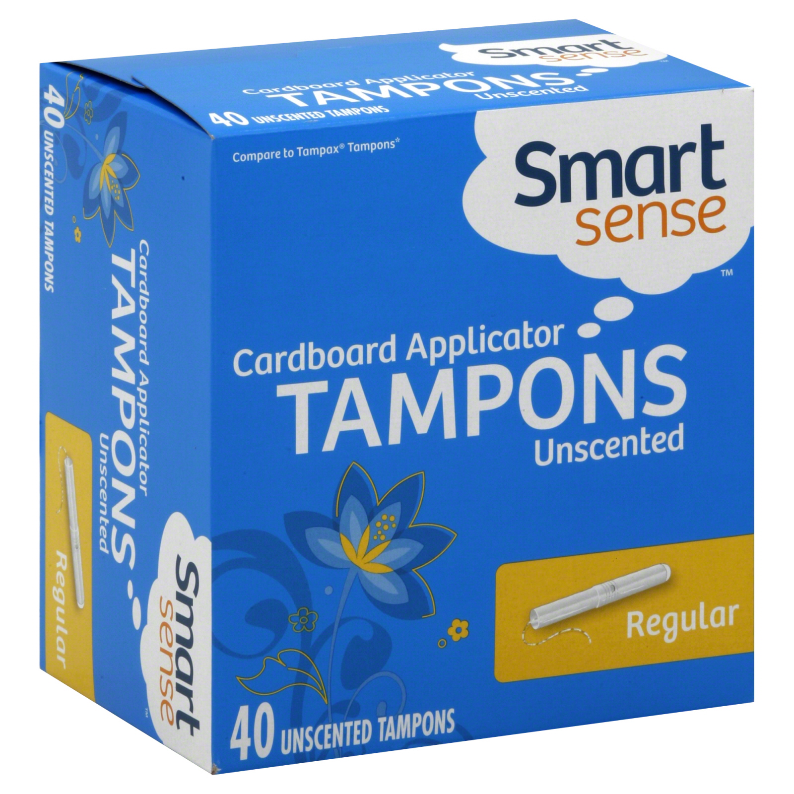 Smart Sense Tampons, Cardboard Applicator, Regular, Unscented, 40 tampons