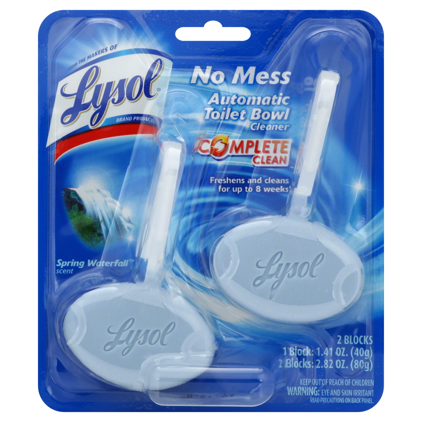 Lysol Complete Clean Toilet Bowl Cleaner, Automatic, Spring Waterfall Scent 2 blocks [2.82 oz (80 g)]