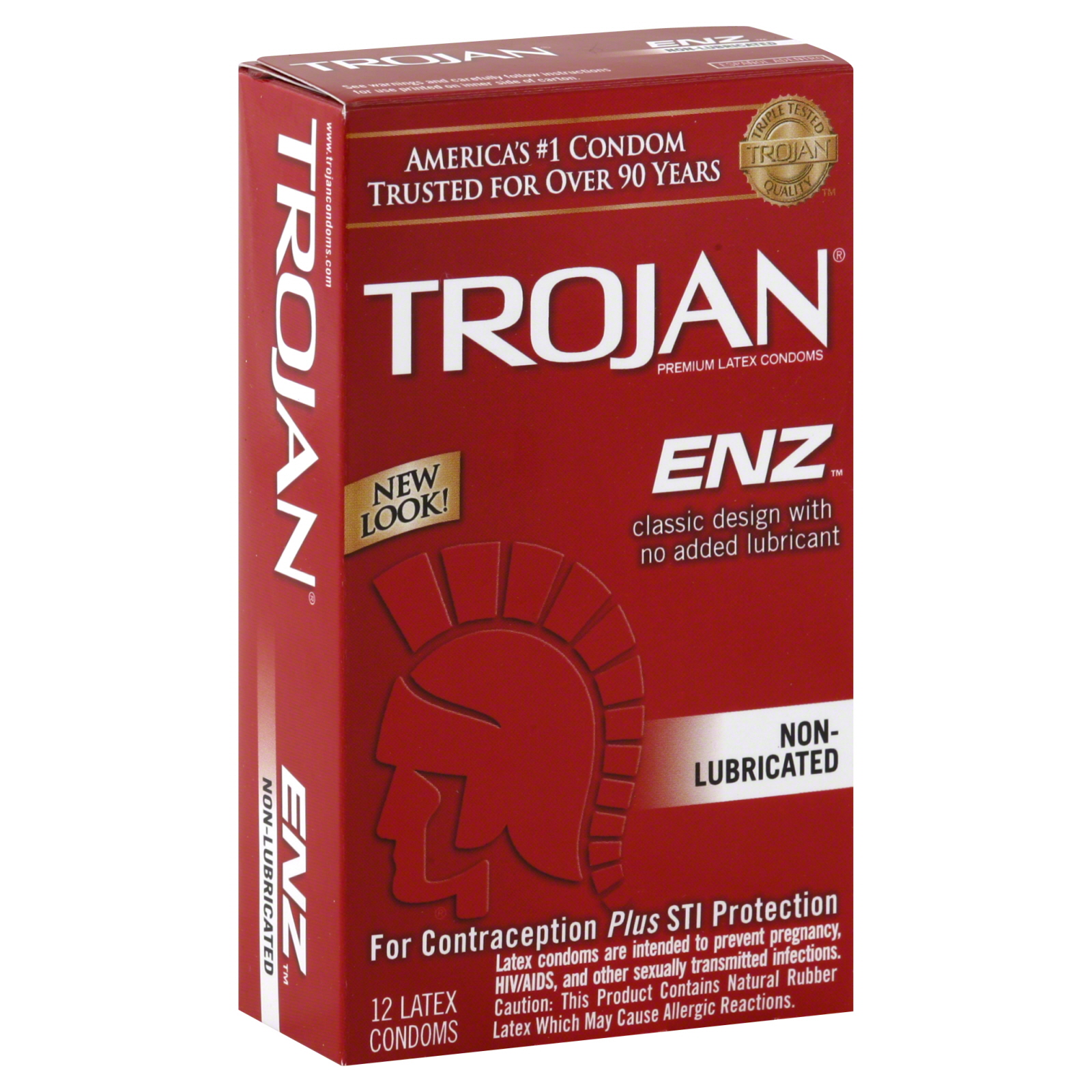 Trojan ENZ Condoms, Premium Latex, Non-Lubricated, 12 condoms