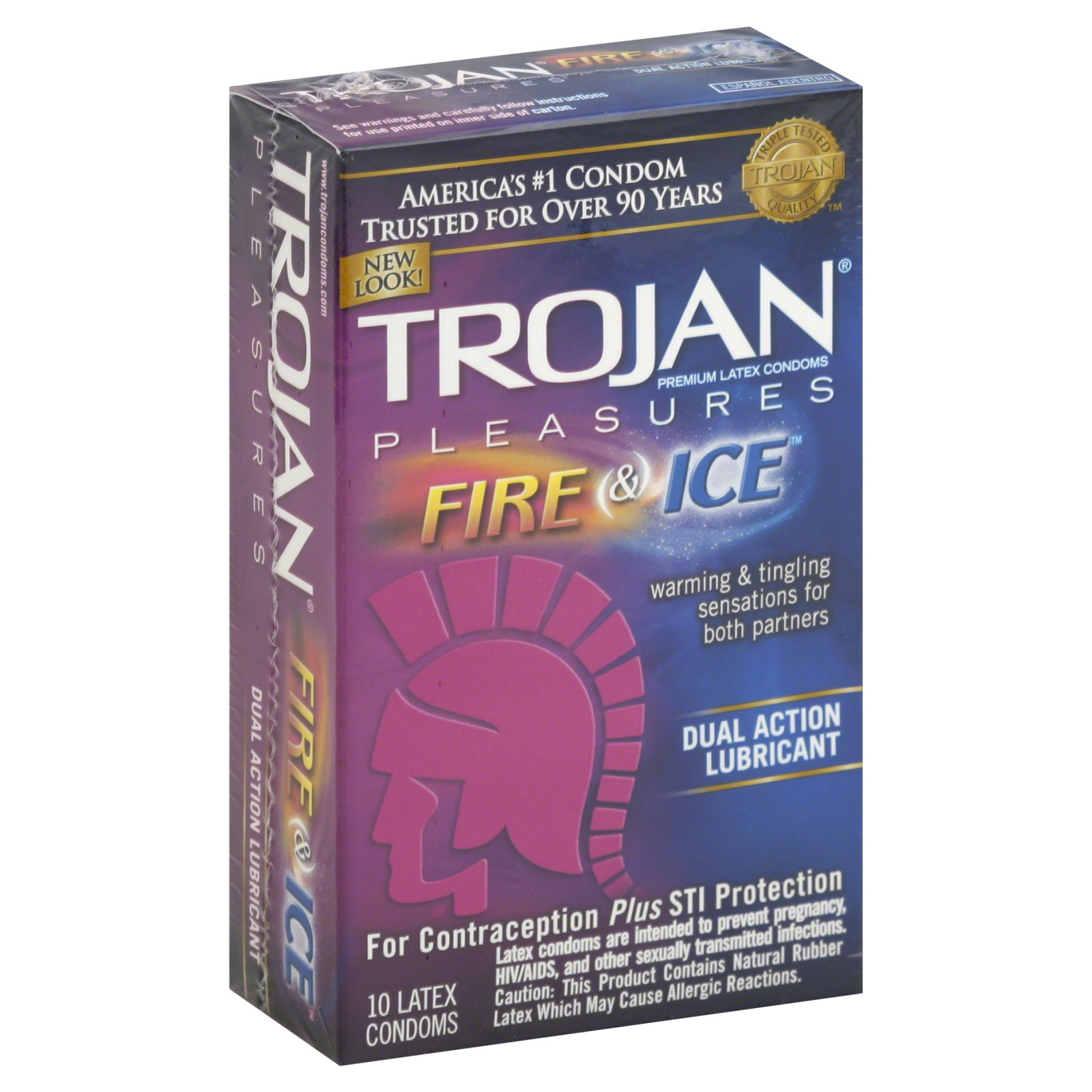 Pleasures Condoms, Precium Latex, Dual Action Lubricant, Fire & Ice, 10 condoms