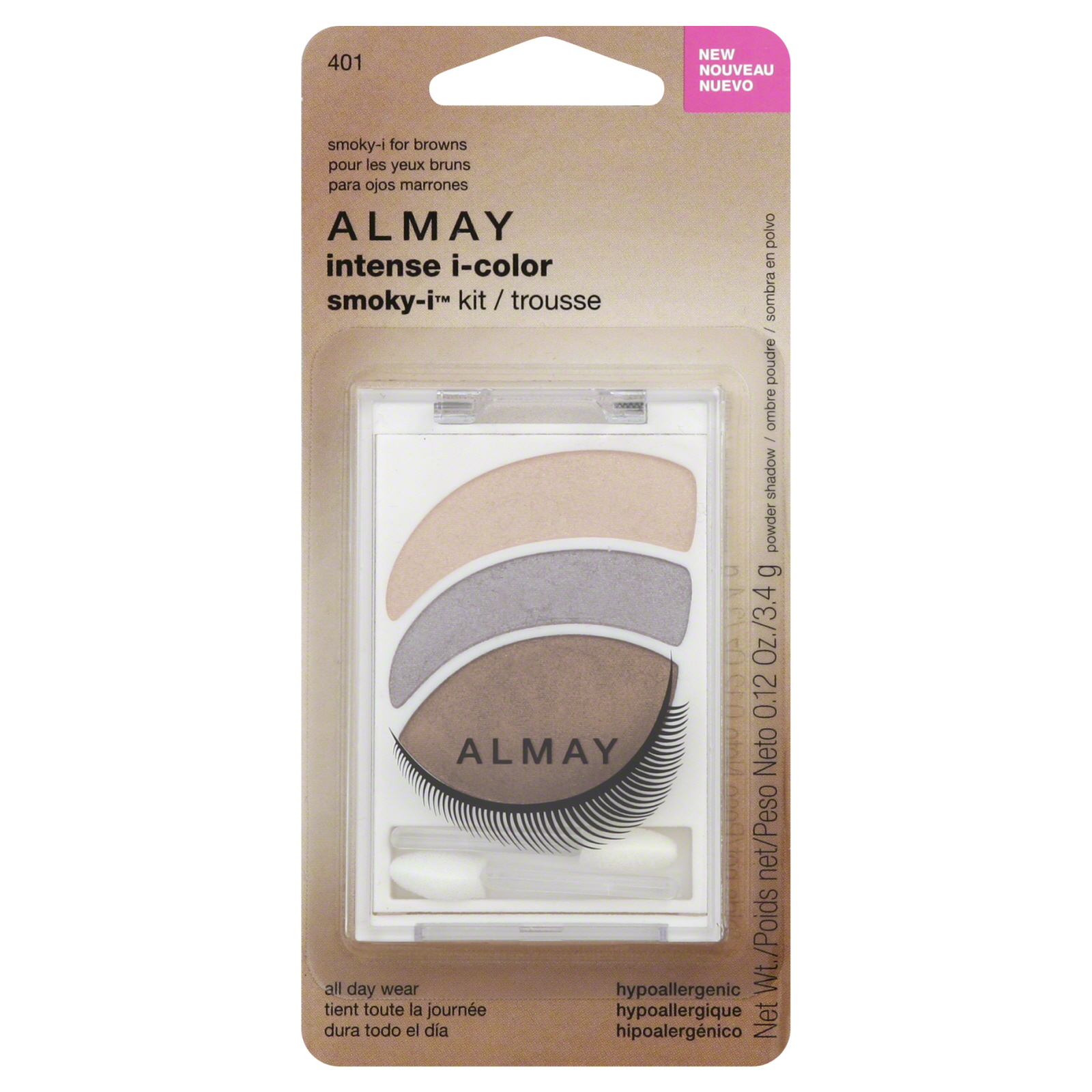Almay Intense i-Color Smoky-i Powder Shadow Kit, Smoky-i for Browns, 0.12 oz (3.4 g)