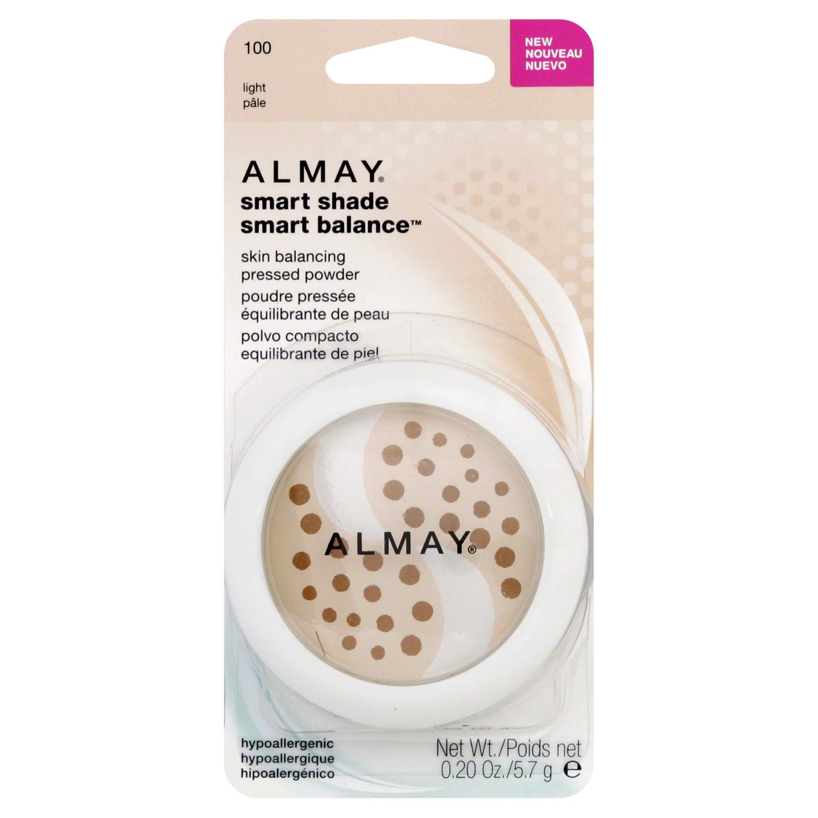 Almay Smart Shade Smart Balance Pressed Powder, Skin Balancing, Light 100 0.20 oz (5.7 g)