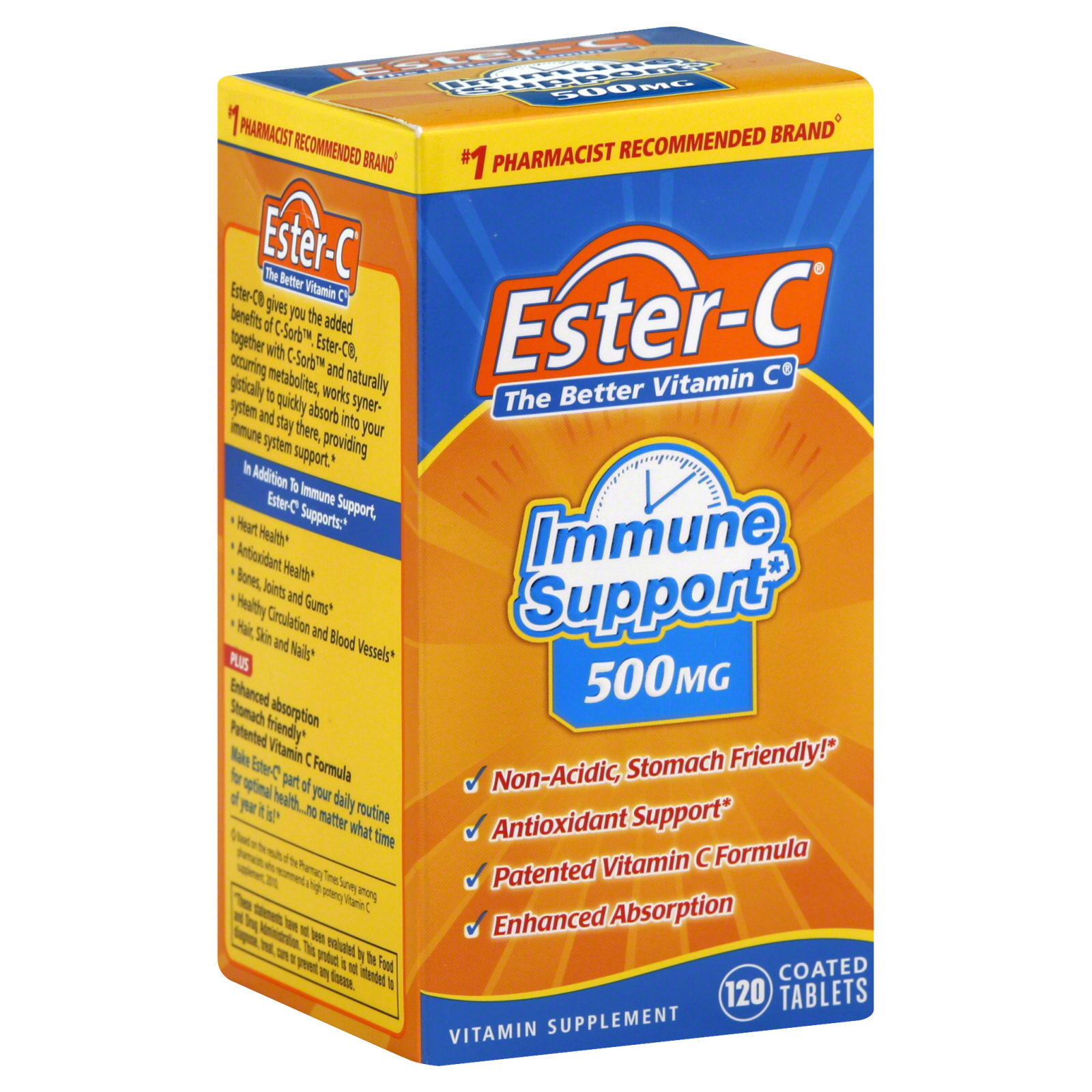 Ester-C Vitamin C, 500 mg, Coated Tablets, 120 tablets