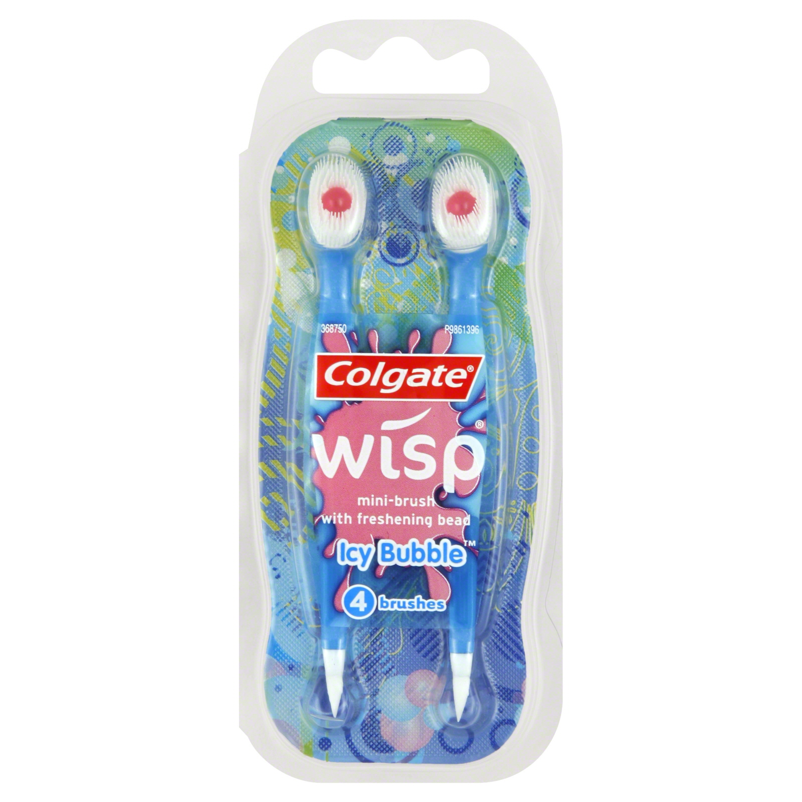 Colgate-Palmolive Wisp Toothbrushes, Mini, with Freshening Bead, Bubble Mint 4 brushes