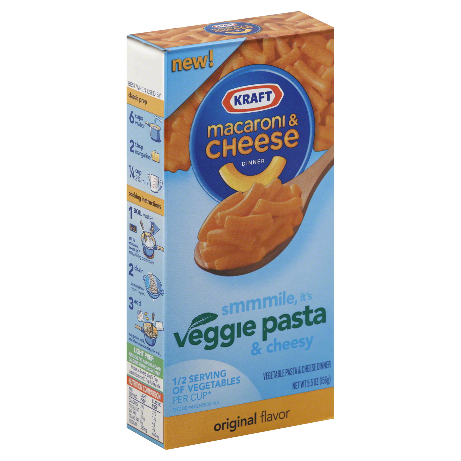 Kraft Macaroni & Cheese Dinner, Veggie Pasta, Original Flavor, 5.5 oz