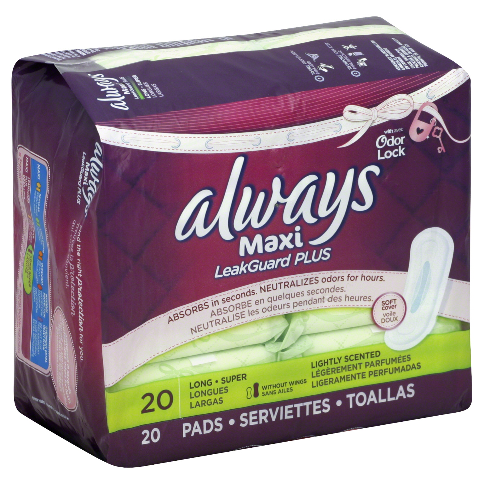 Always Pads, Maxi, Long-Super, Lightly Scented 20 pads