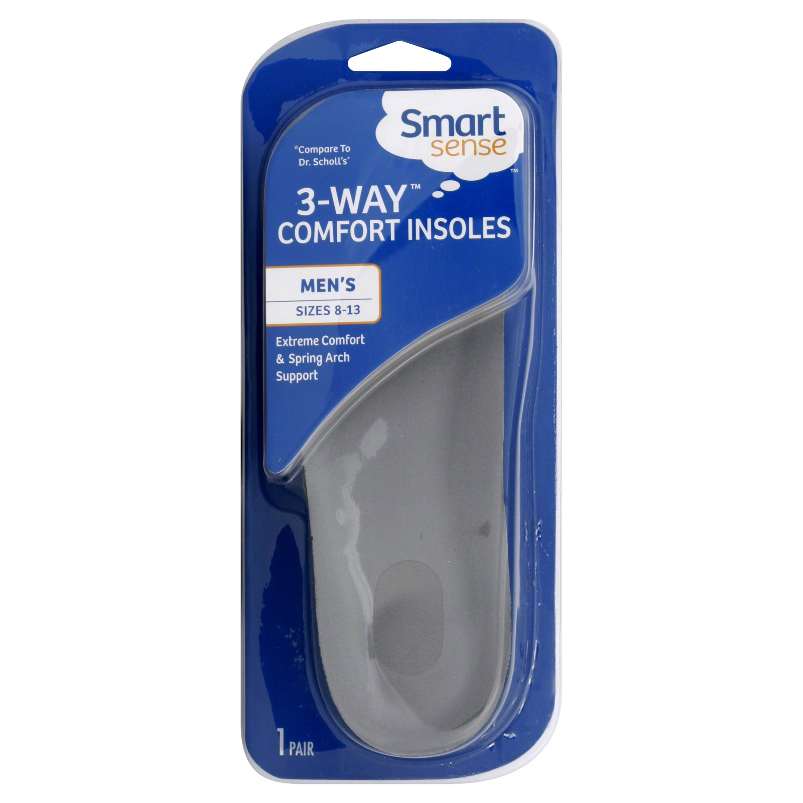Smart Sense Insoles, 3-Way Comfort, Men's, Sizes 8-13 1 pair