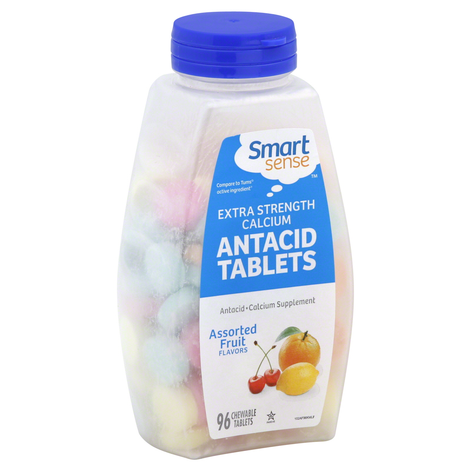 Antacid Tablets, Extra Strength Calcium, Chewable, Assorted Fruit Flavors 96 tablets