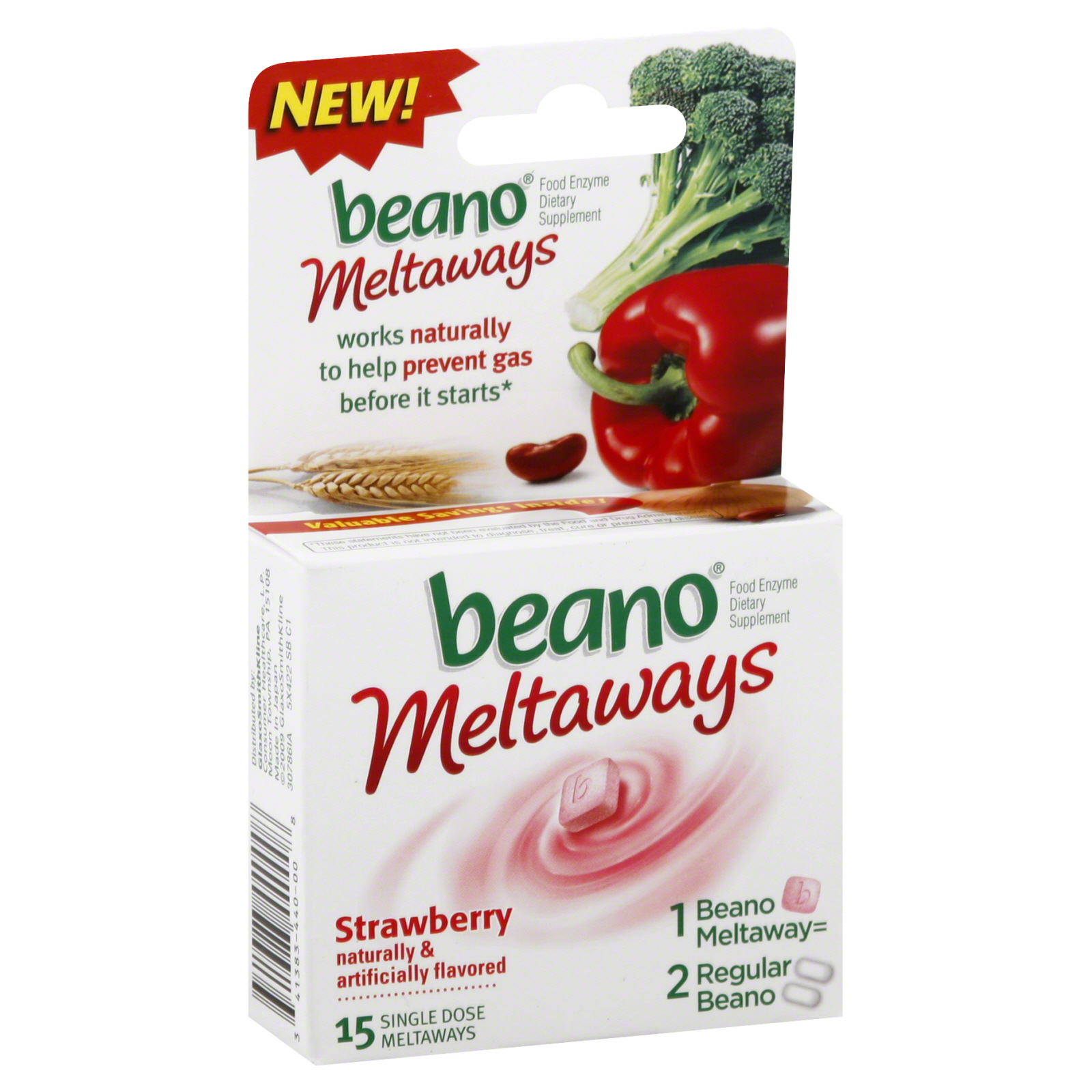Beano Meltaways Food Enzyme, Strawberry 15 doses