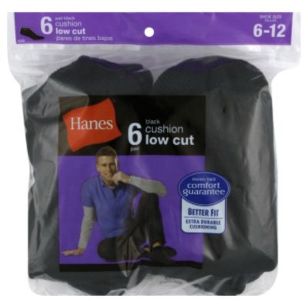 Hanes Men&#8217;s Socks 6 Pack Cushion Low Cut Black