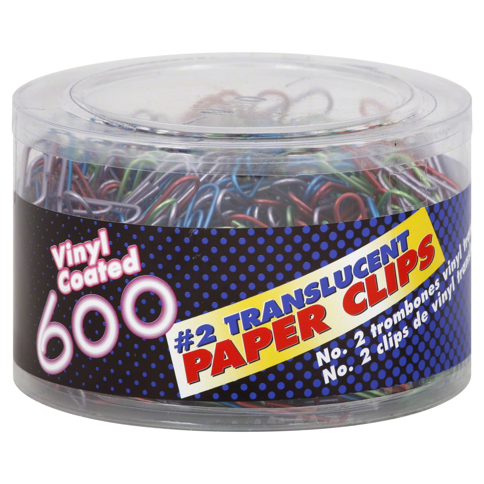 97211 OIC Paper Clips, Vinyl Coated, No. 2 Translucent, 600 paper clips