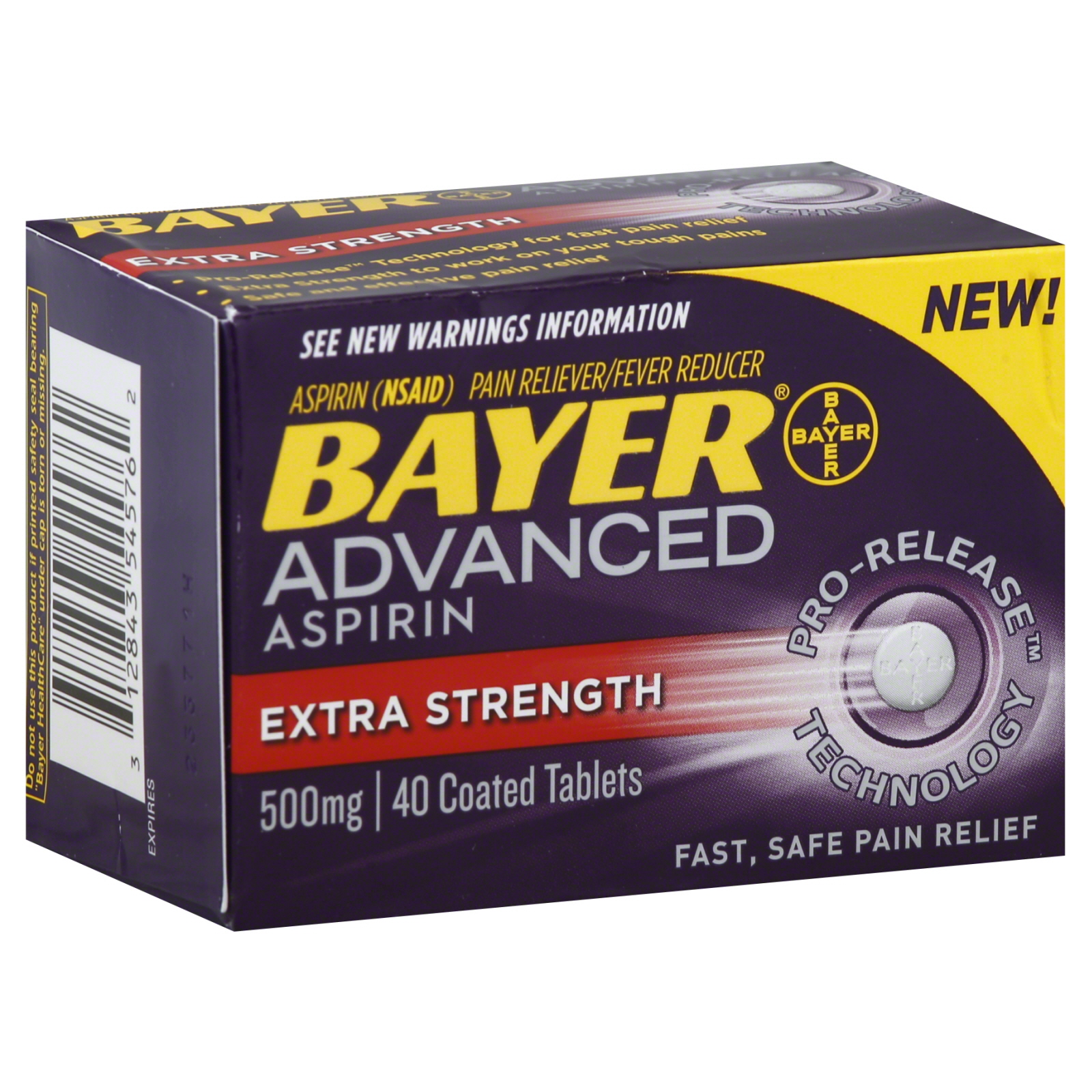 Bayer Aspirin, Advanced, Extra Strength, 500 mg, 40 Coated Tablets