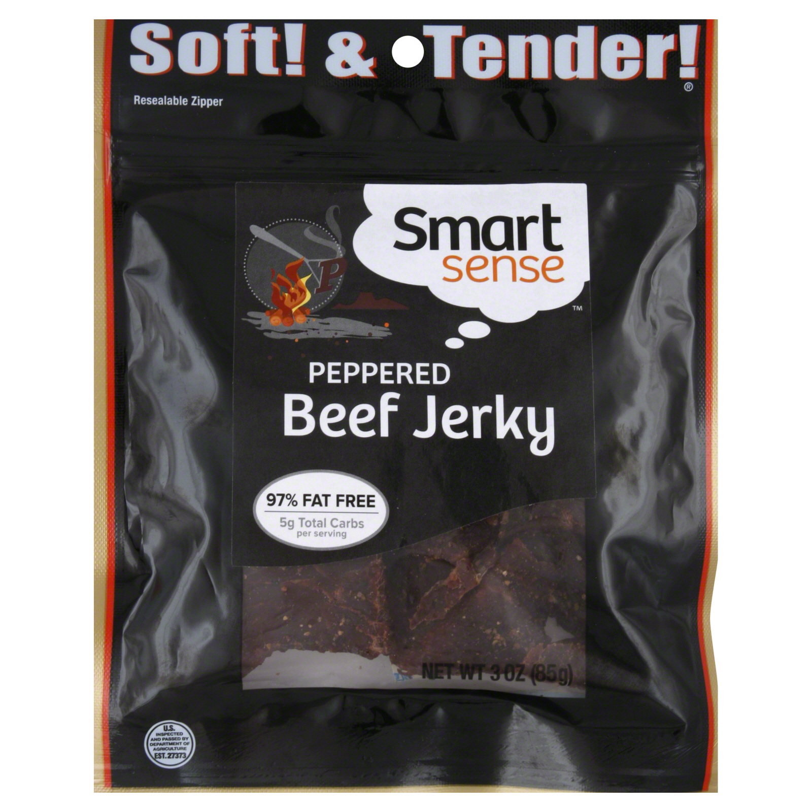 Smart Sense Beef Jerky, Peppered 3 oz (85 g)