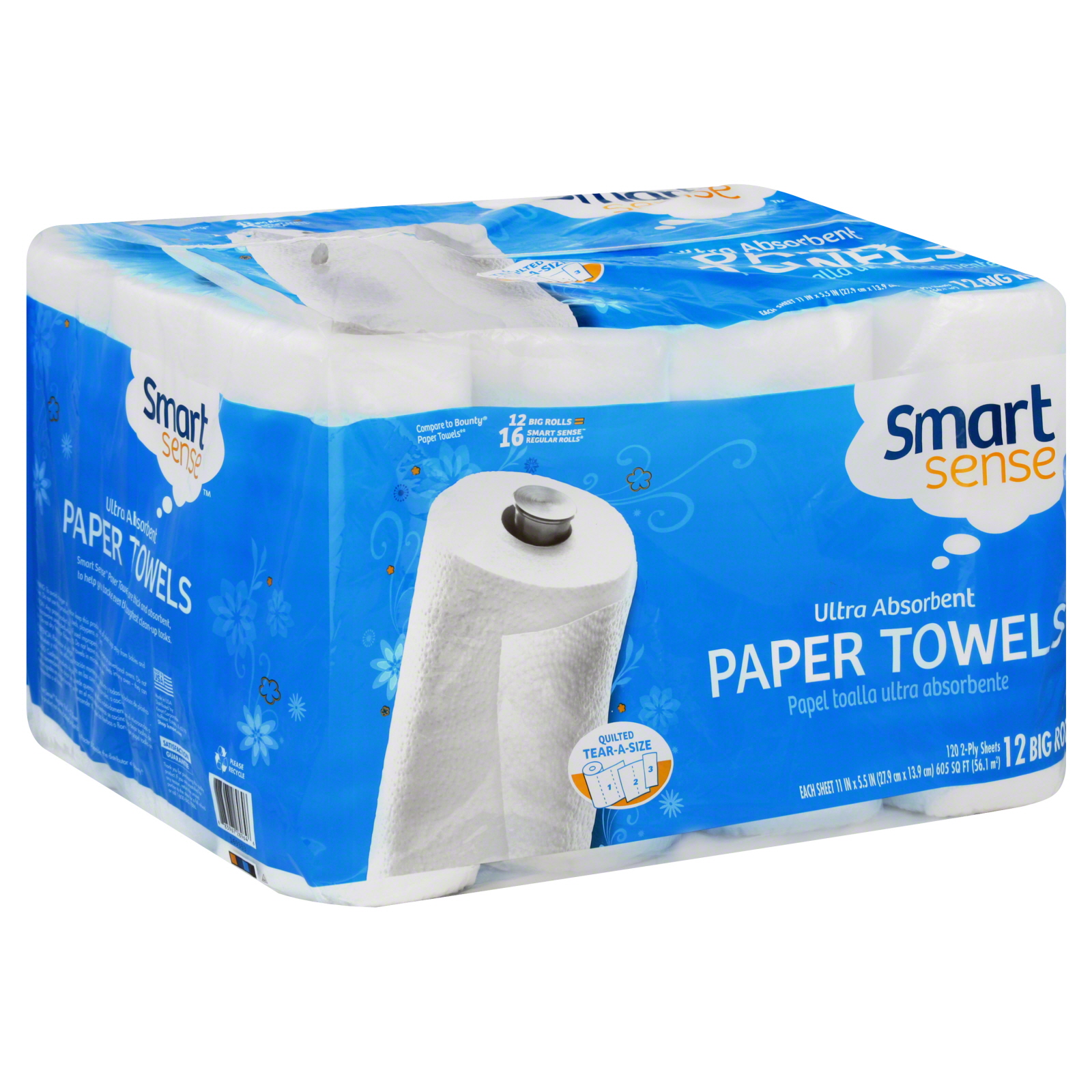 Smart Sense Paper Towels, Big Rolls, 2-Ply 12 rolls