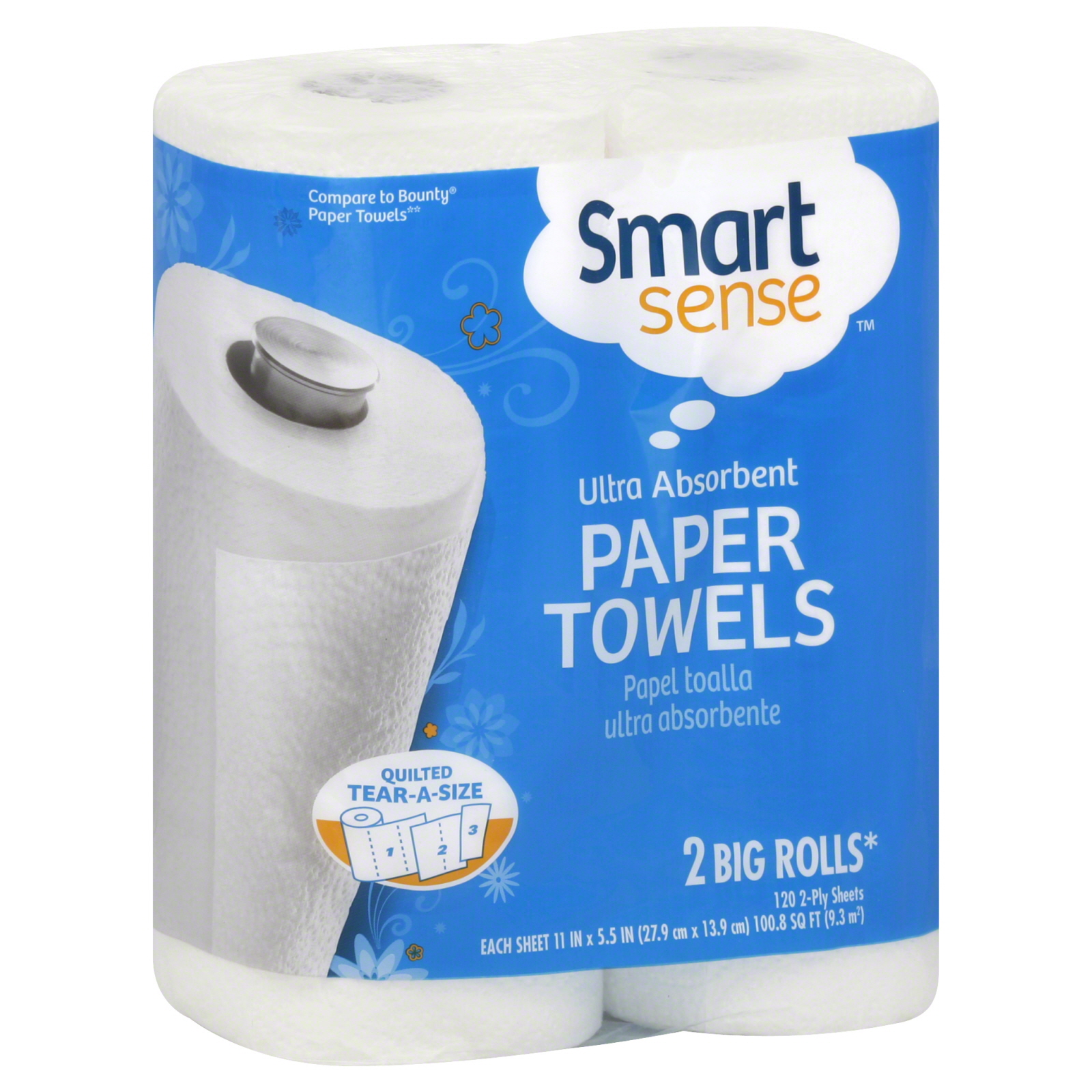 Smart Sense Paper Towels, Big Roll, 2-Ply, 2 rolls