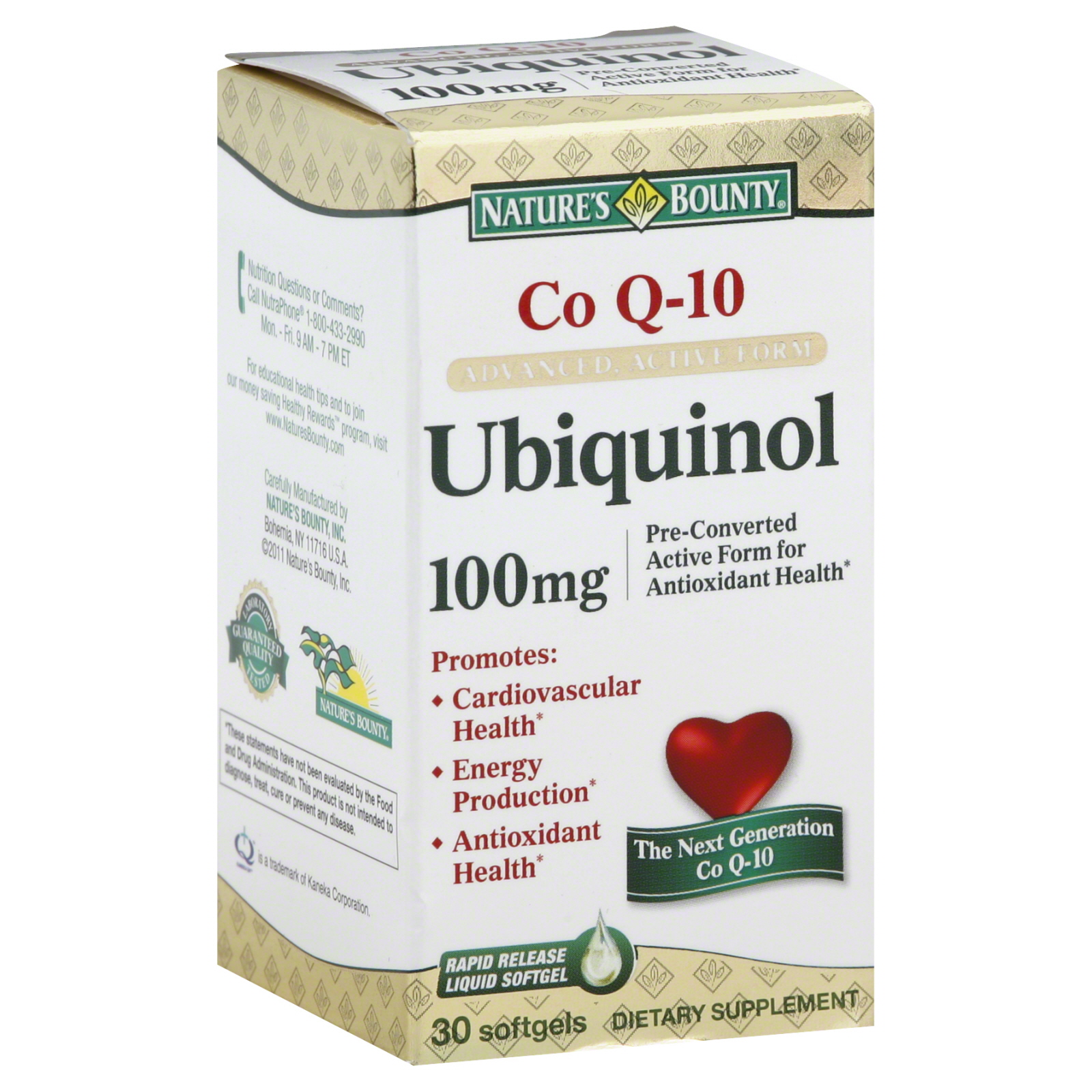 Nature's Bounty Ubiquinol, 100 mg, 30 Rapid Release Liquid Softgel