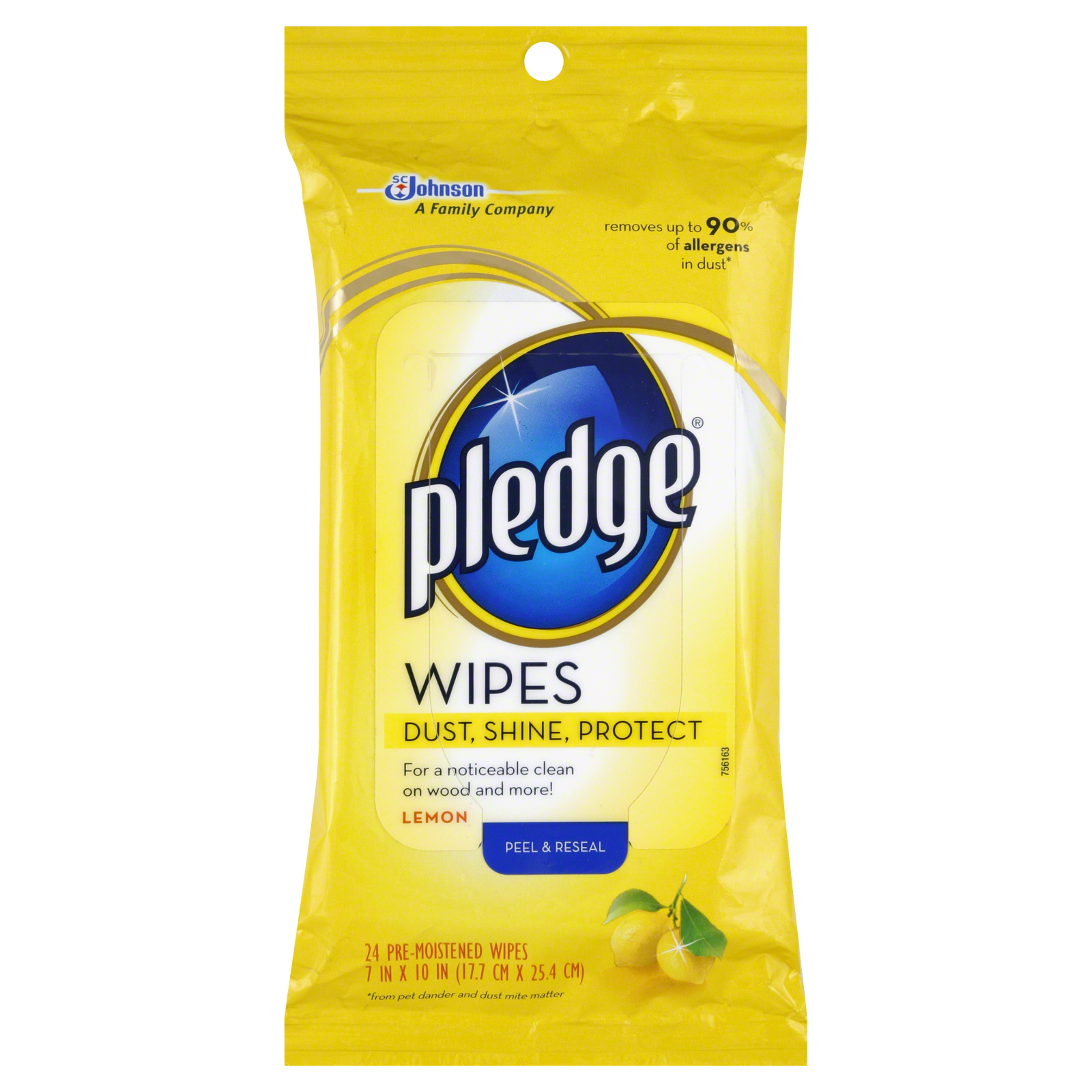 Pledge Wipes, Pre-Moistened, Lemon 24 wipes