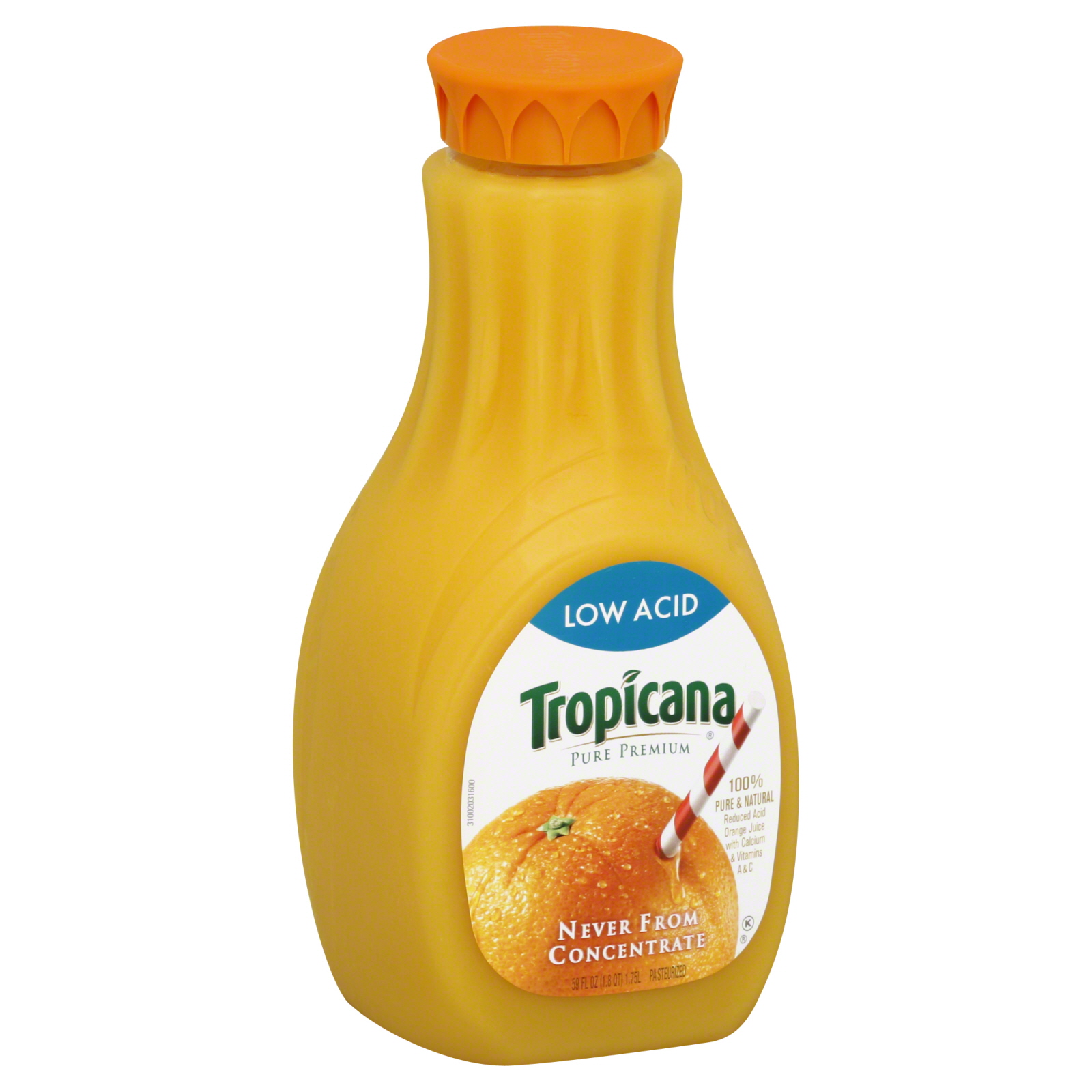 Tropicana Orange Juice, Low Acid, 59 fl oz (1.8 qt) 1.75 lt   Food