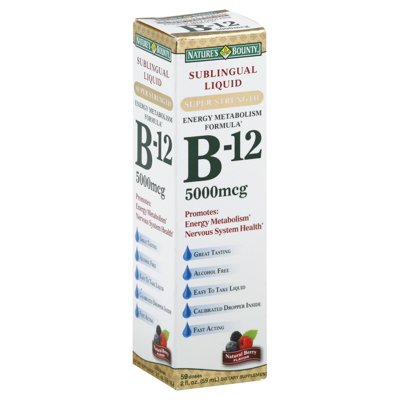 Natures Bounty B 12 Sublingual Liquid Super Strength Natural Berry 5000 mcg 2 fl oz Natures Bounty B 12 Sublingual Liquid Super Strength Natural Berry 5000 mcg 2 fl oz