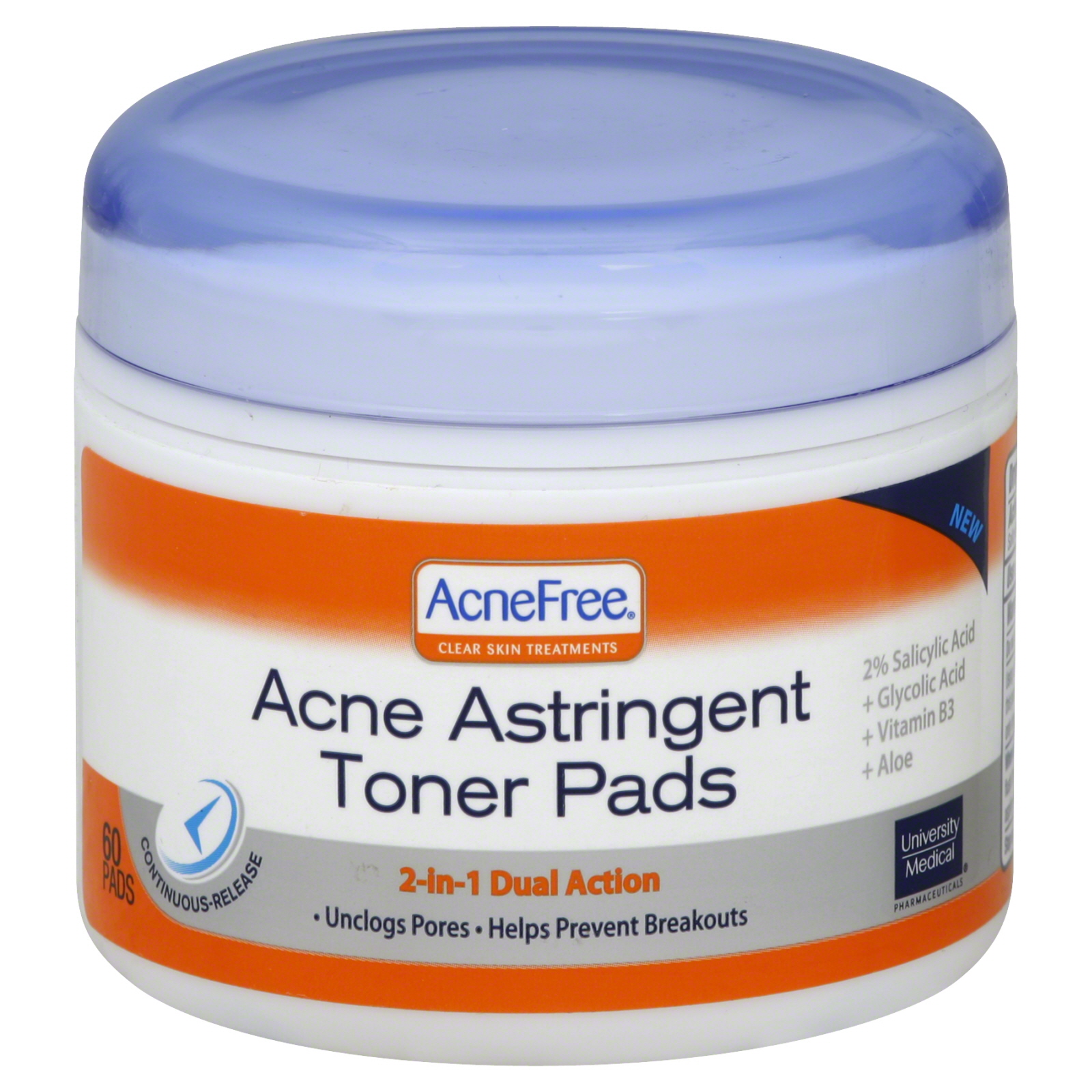 AcneFree Acne Astringent Toner Pads, 60 Pads