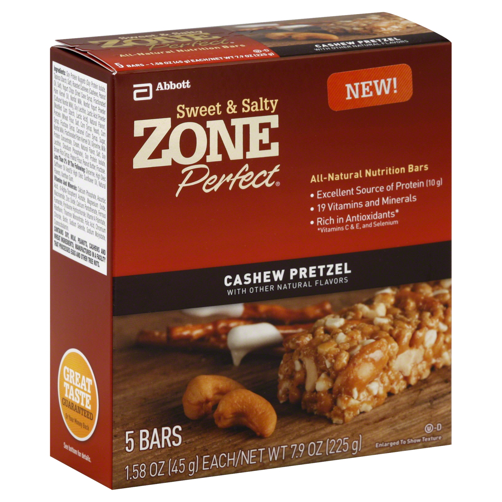 Zone Perfect Sweet & Salty Cashew Pretzel 1.58 Oz 5 pk